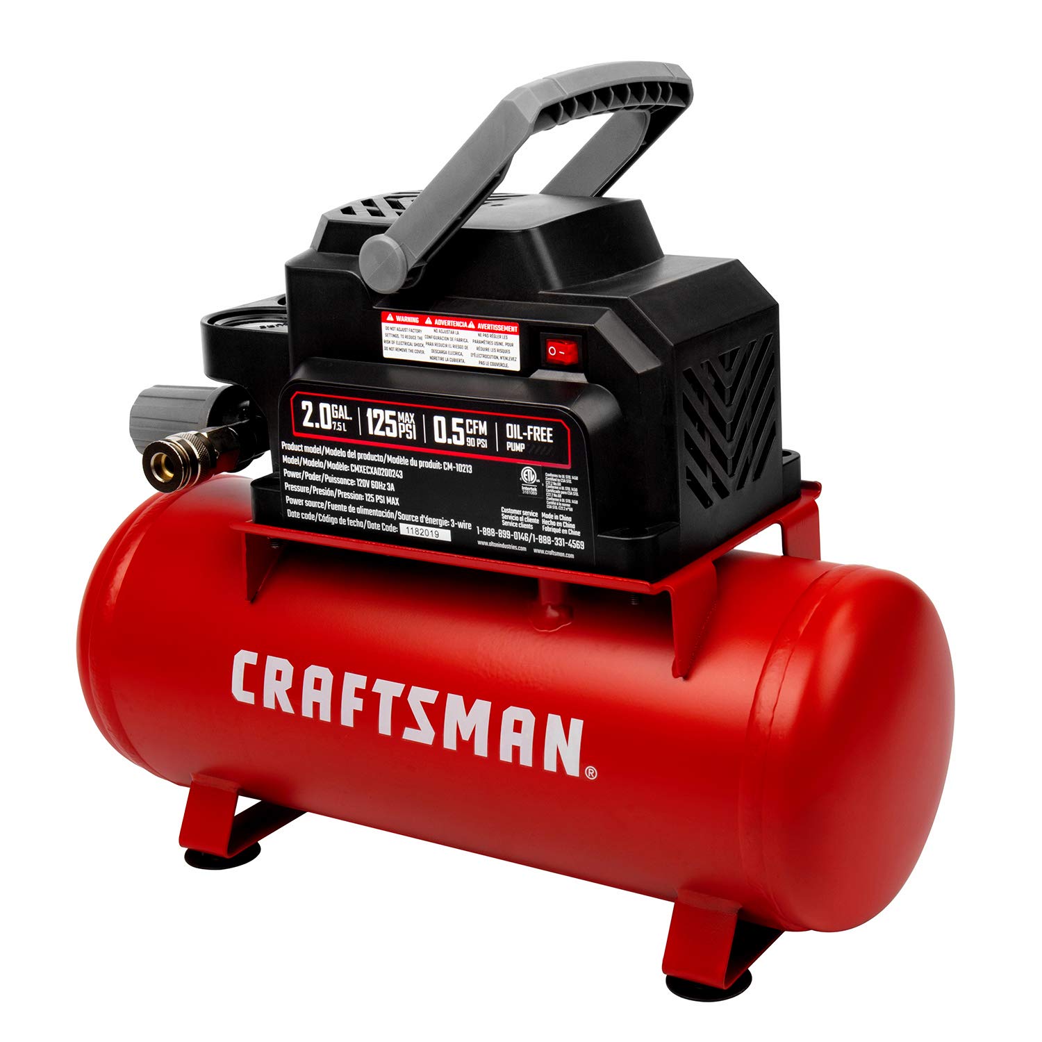 craftsman-2-gallon-portable-air-compressor-1-3-hp-oil-free-125-psi-hot-dog-cmxec image 8
