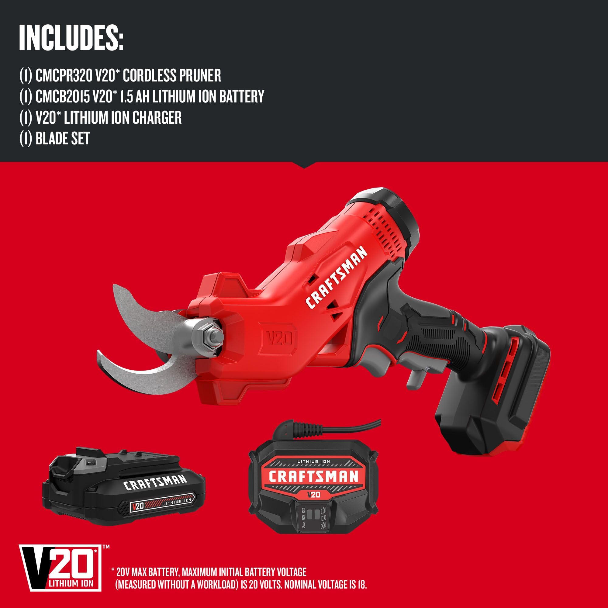 craftsman-v20-cordless-electric-pruner-kit-cmcpr320c1-with-2ah-battery-and-charg image 2