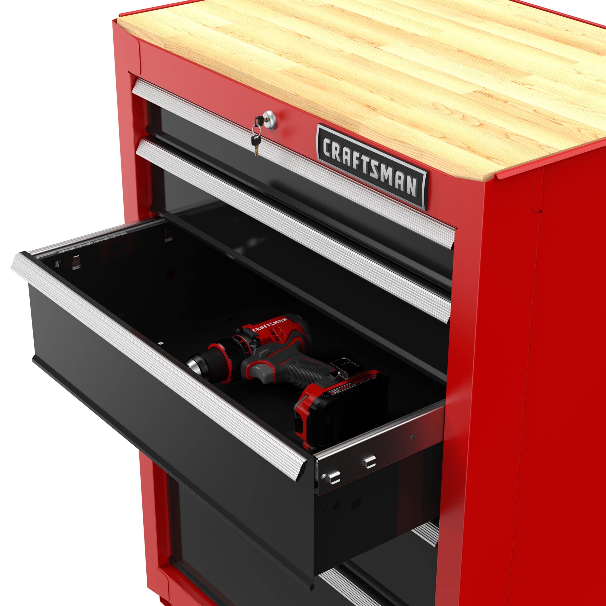 craftsman-cmst22602rb-5-drawer-metal-garage-storage-cabinet-with-butcher-block-t image 8
