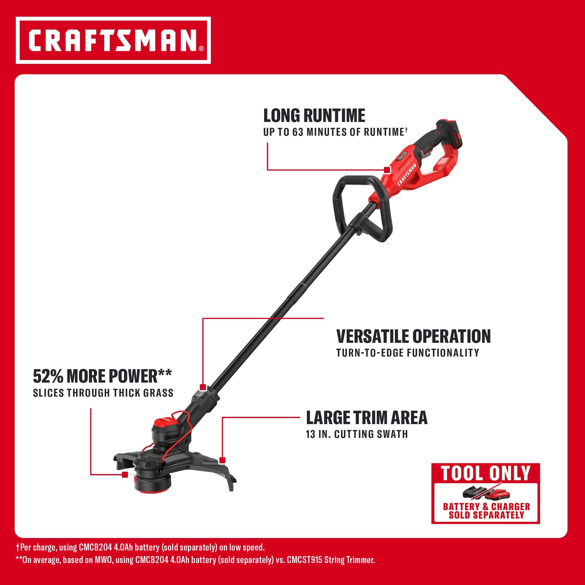 craftsman-v20-2-in-1-string-trimmer-and-lawn-edger-13-inch-tool-only-cmcst901b-4 image 6