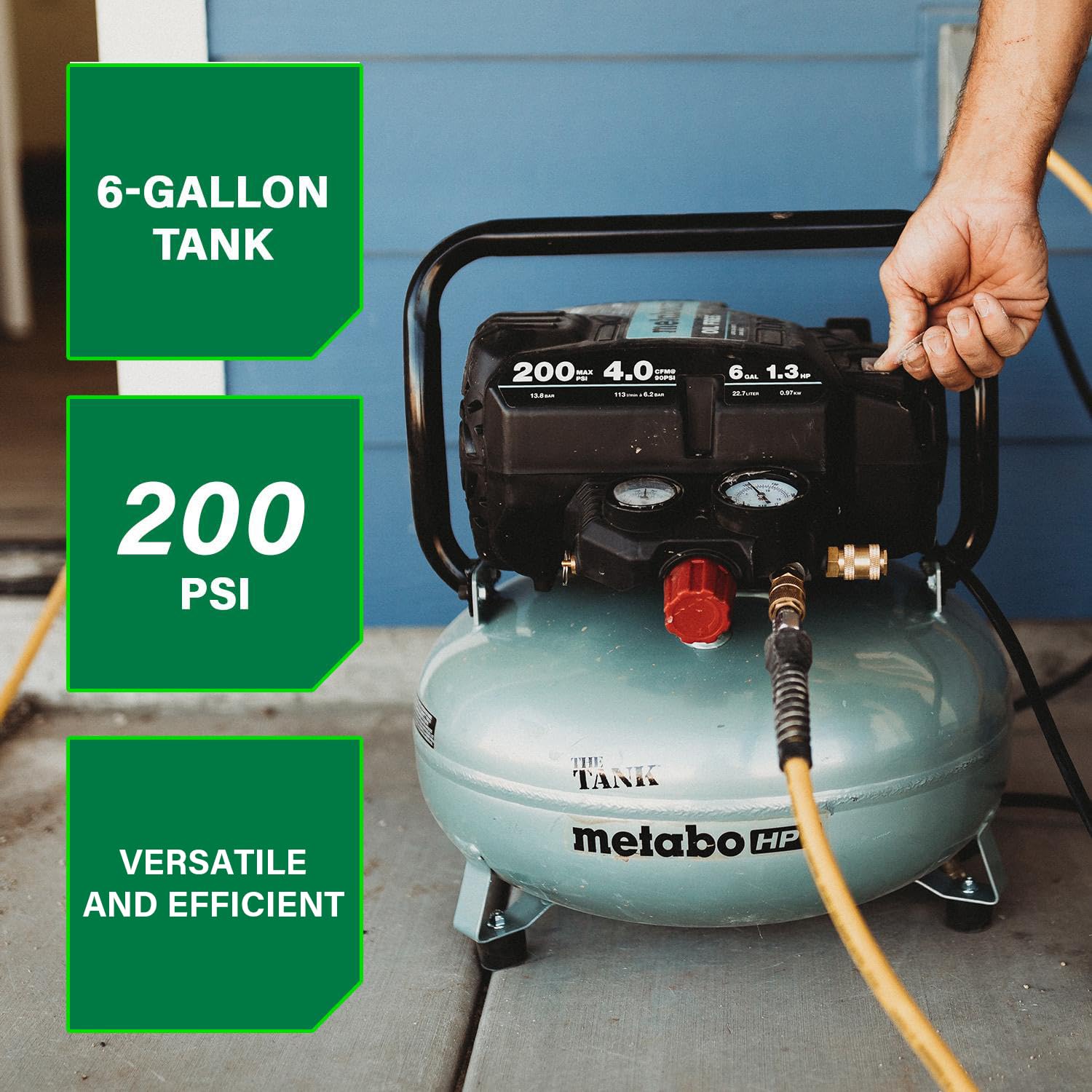 metabo-hpt-6-gallon-200-psi-pancake-air-compressor-ec914s-4-cfm-90-psi image 3