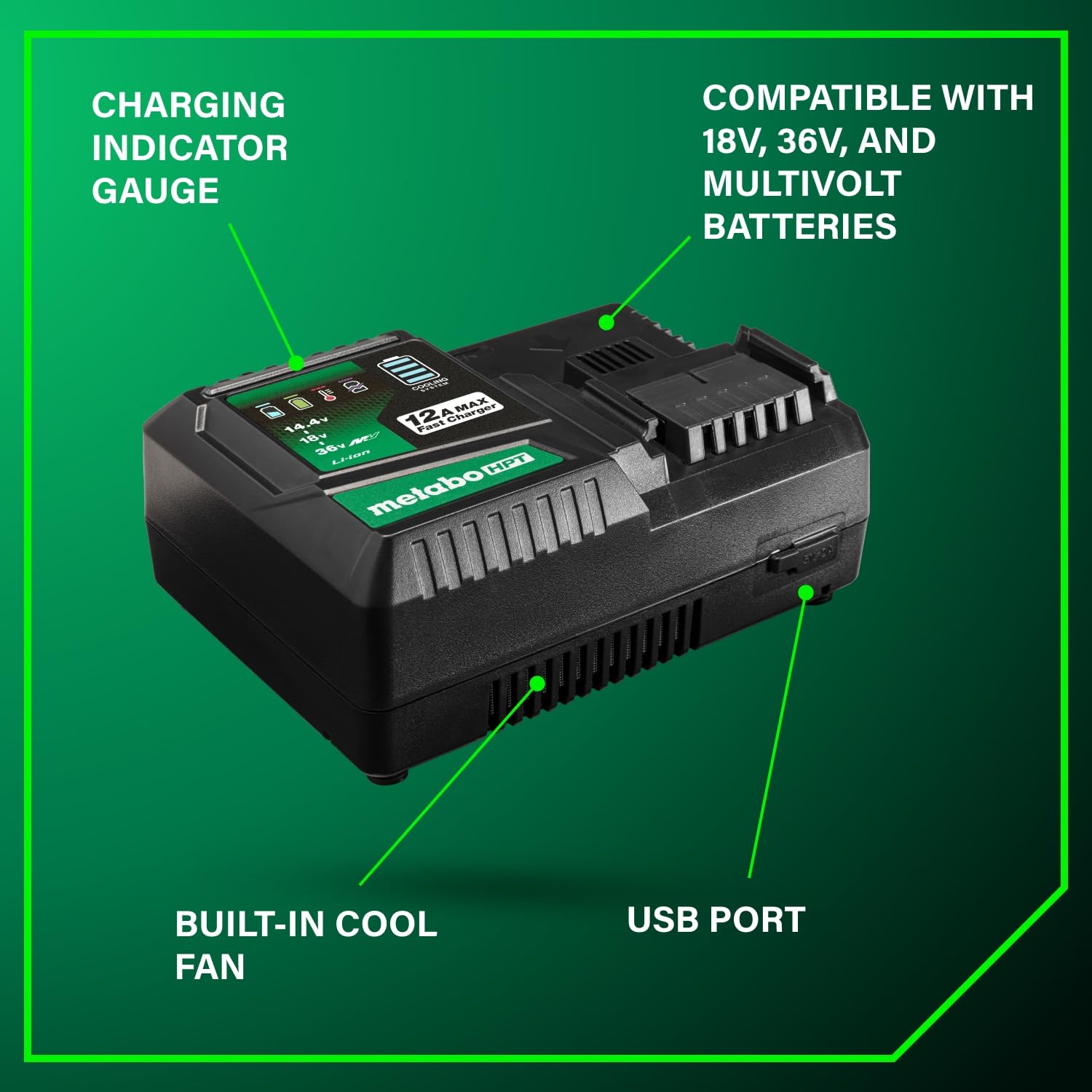 metabo-hpt-uc36ysl2-12-0a-multivolt-battery-charger-fast-charges-18v-36v-batteri image 2