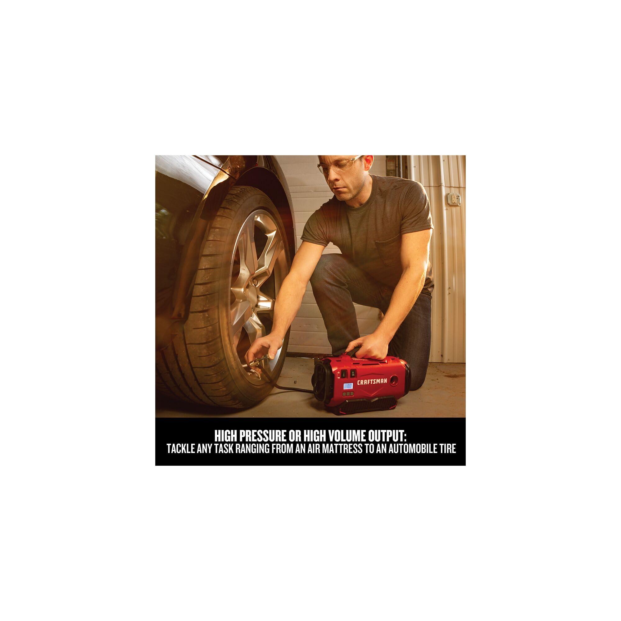craftsman-v20-tire-inflator-portable-air-compressor-cmce520b-cordless-120v-12v-a image 6
