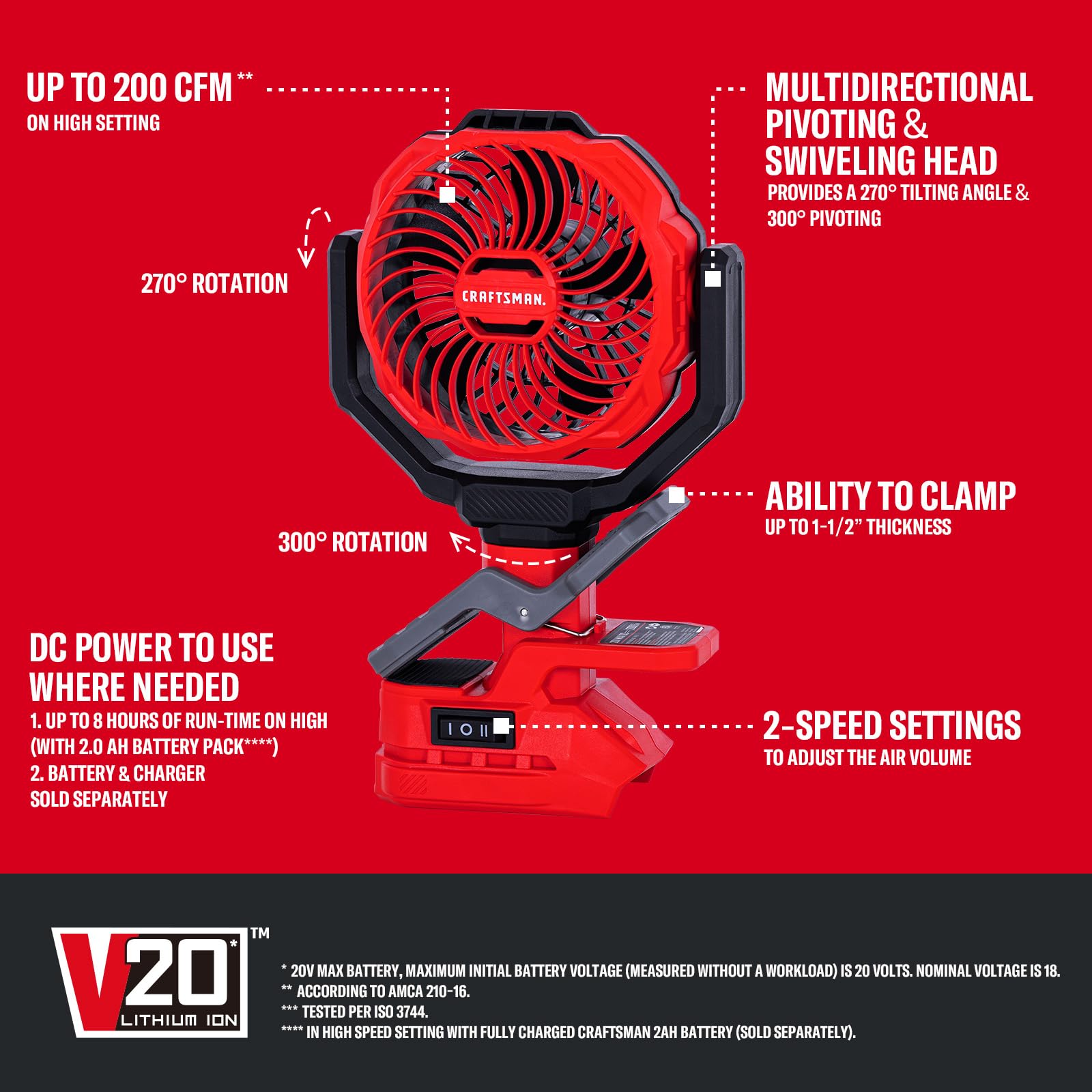 craftsman-cmxefxa520402-4-portable-clip-on-fan-v20-battery-powered-2-speeds-300- image 2