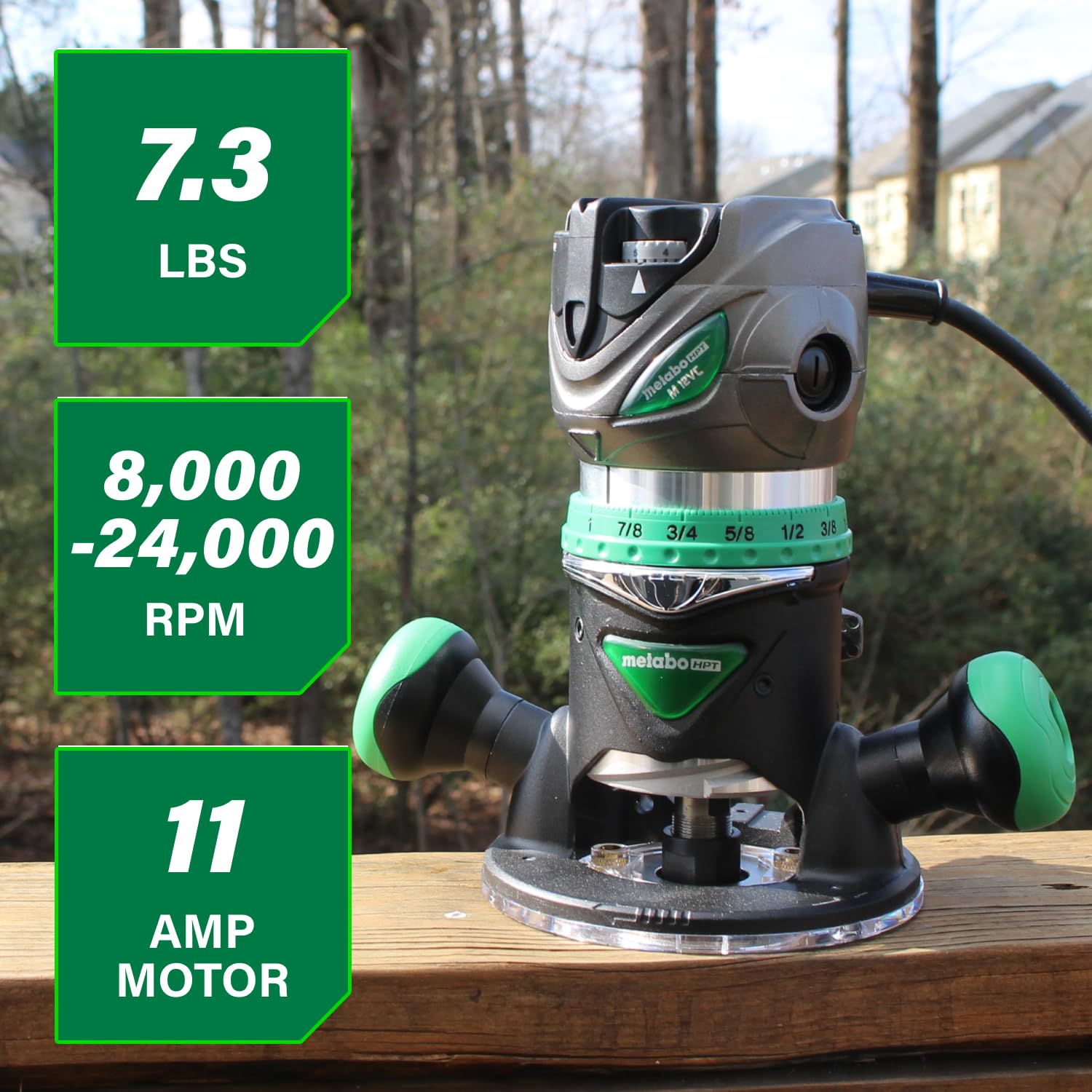 metabo-hpt-m12vc-variable-speed-fixed-base-router-2-1-4-hp-11-amp-motor-electron image 2