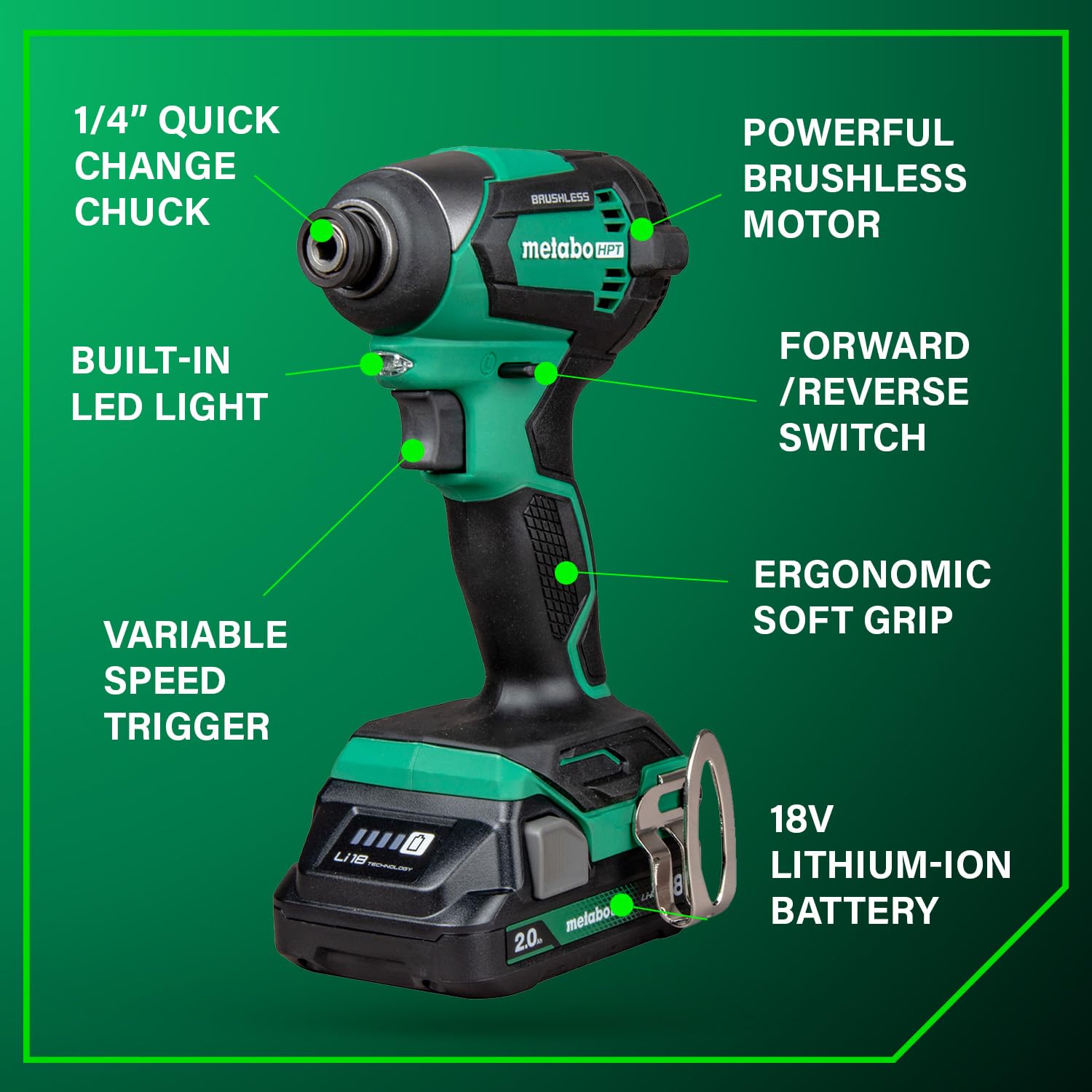 metabo-hpt-18v-brushless-impact-driver-kit-with-2-batteries-wh18dex image 3