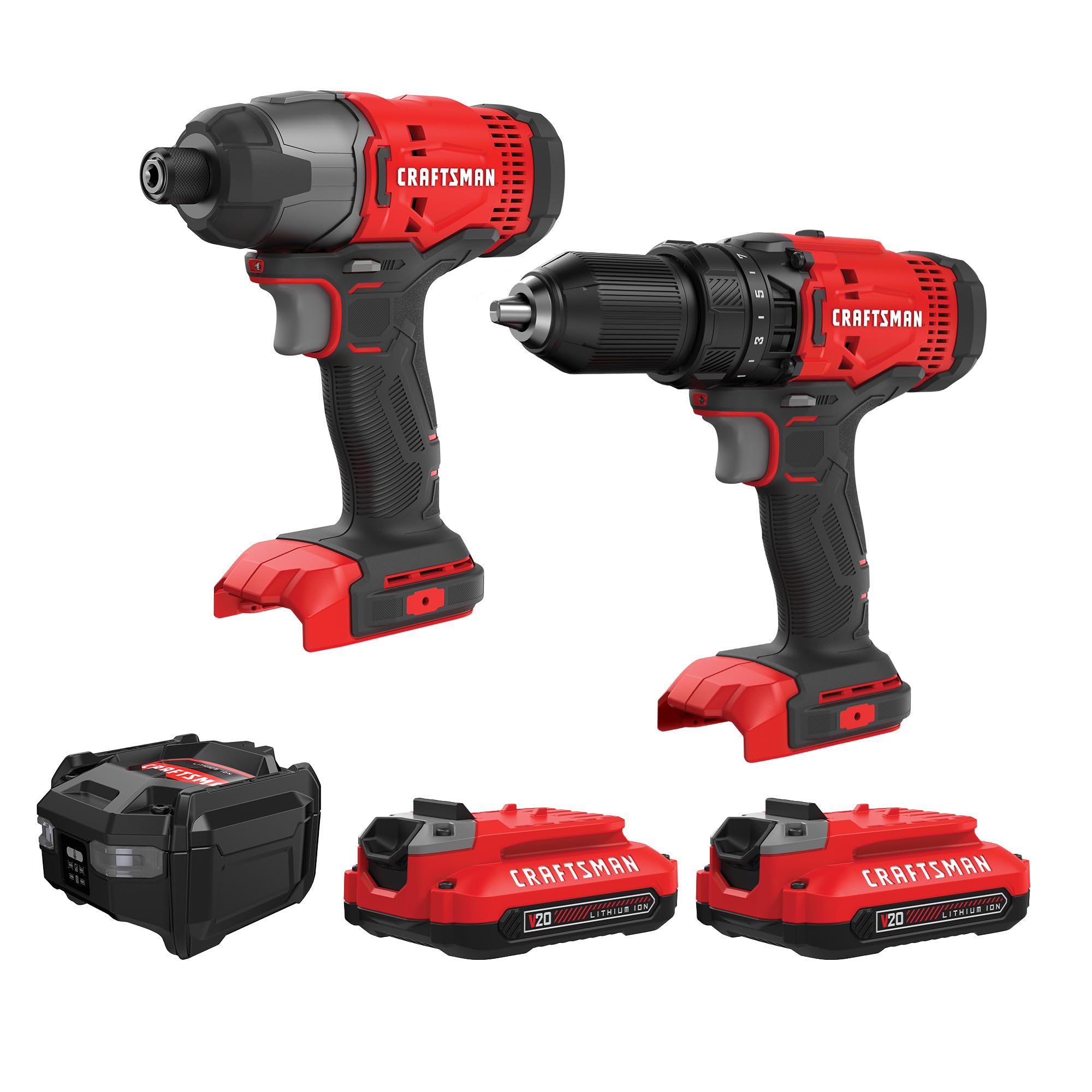 craftsman-v20-max-cordless-drill-driver-and-impact-driver-set-with-2-batteries-c image 1
