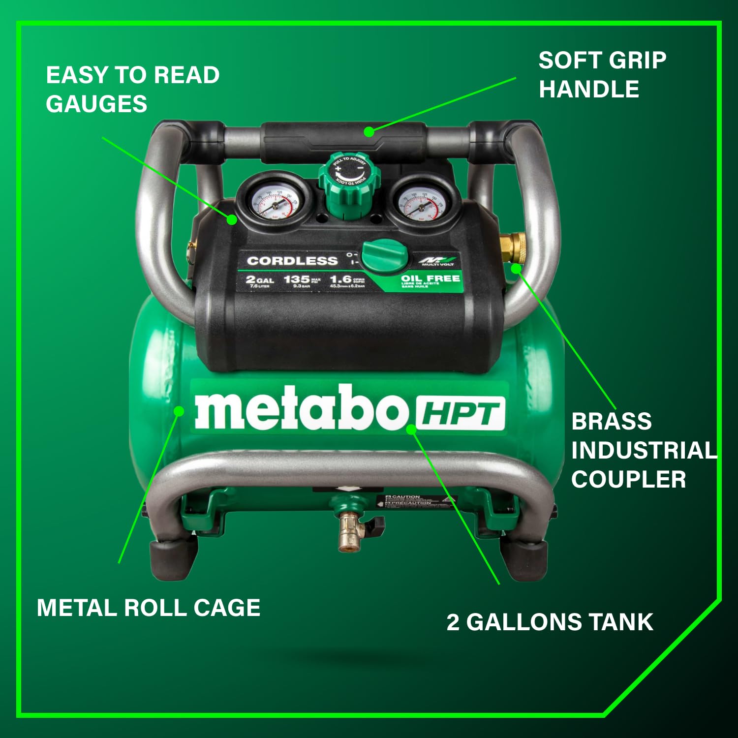 metabo-hpt-36v-multivolt-2-gallon-cordless-air-compressor-ec36daq4-tool-body-onl image 5