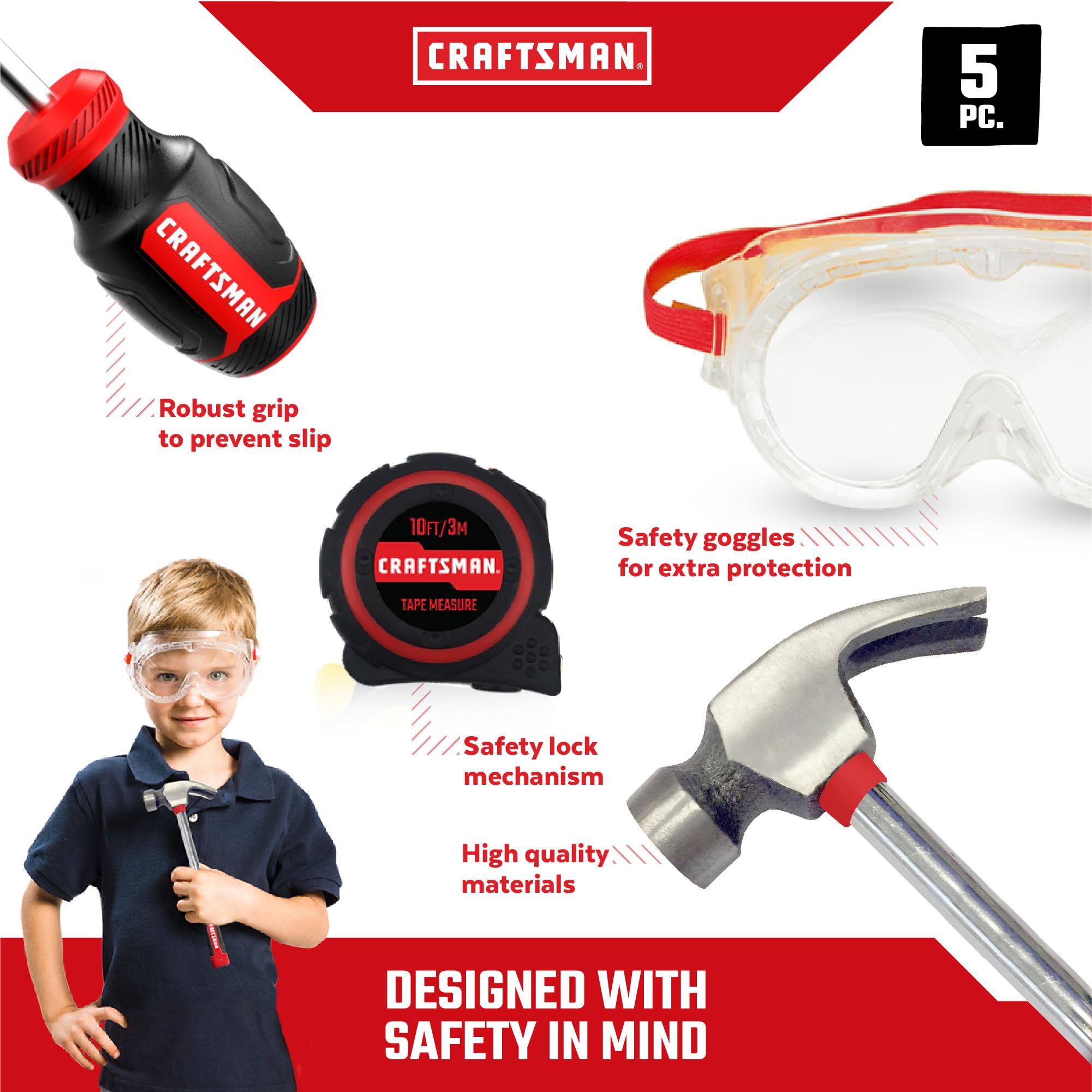 craftsman-5-piece-kid-sized-tool-set-with-toolbox image 6