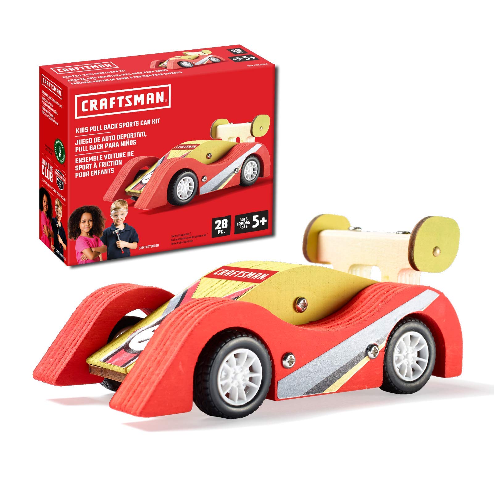 craftsman-pull-back-sports-car-kit-diy-wooden-building-toy-for-kids-ages-5-12 image 1