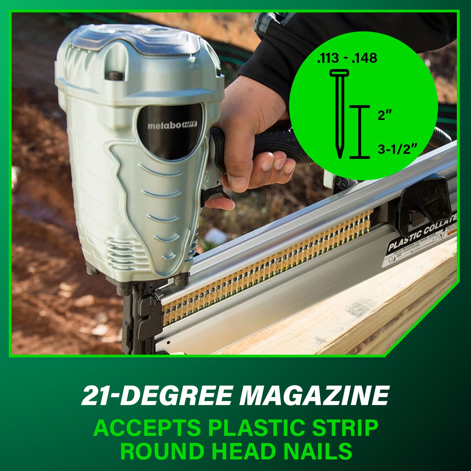 metabo-hpt-nr90aes1-framing-nailer-21-degree-plastic-collated-lightweight-7-5-lb image 7