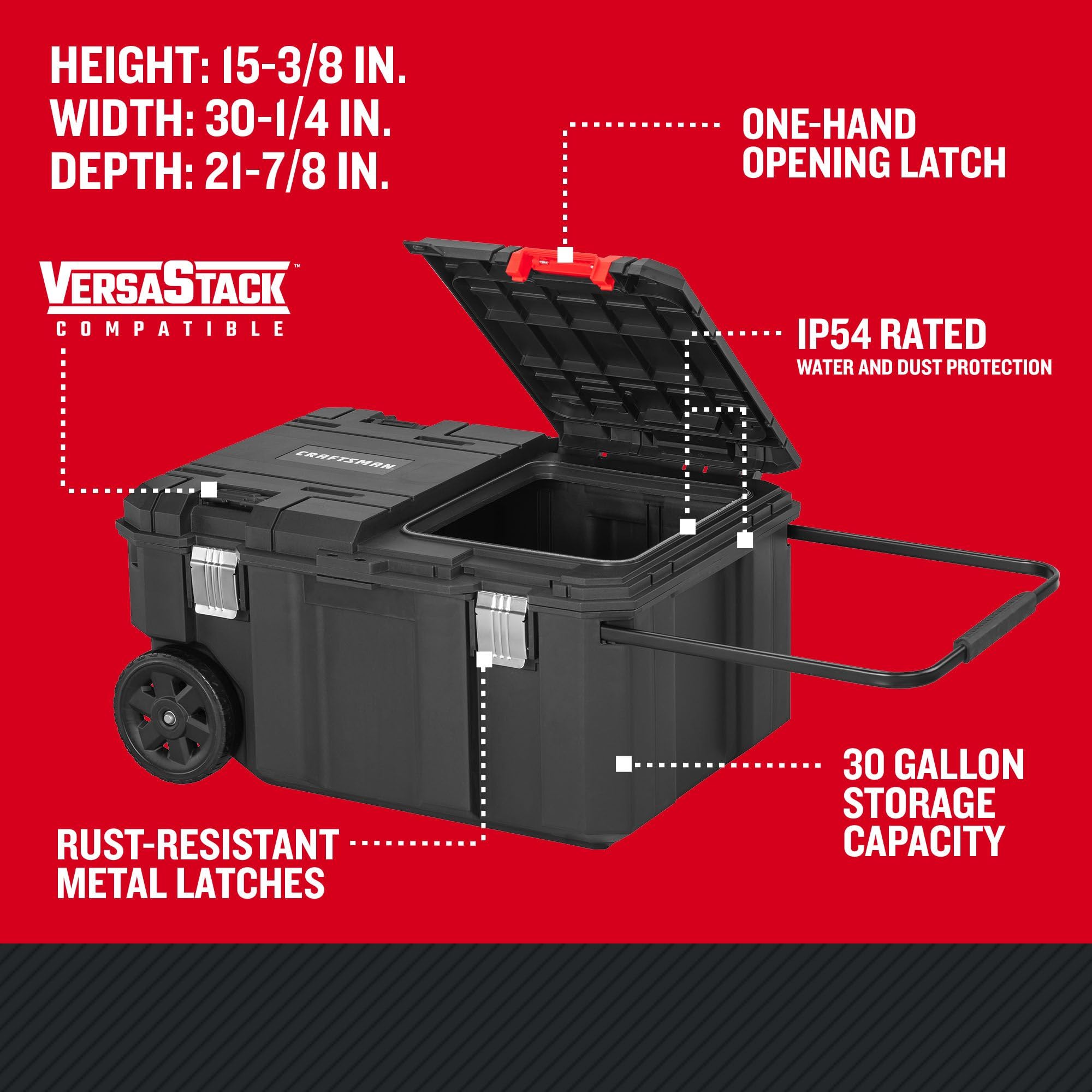 craftsman-versastack-30-gallon-quick-access-rolling-tool-chest-cmst17870-ip54-st image 2