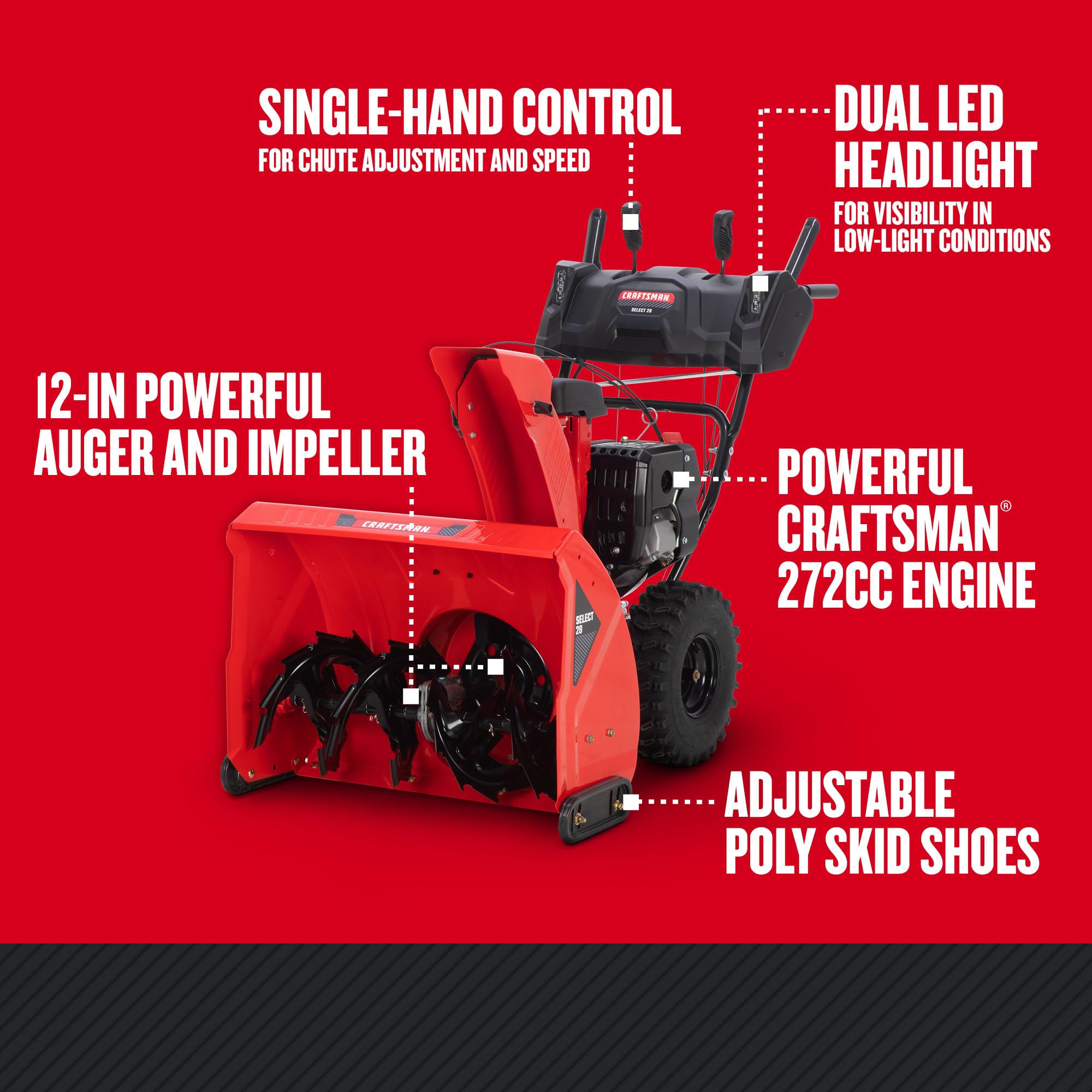 craftsman-select-28-two-stage-self-propelled-snow-thrower-with-push-button-start image 4