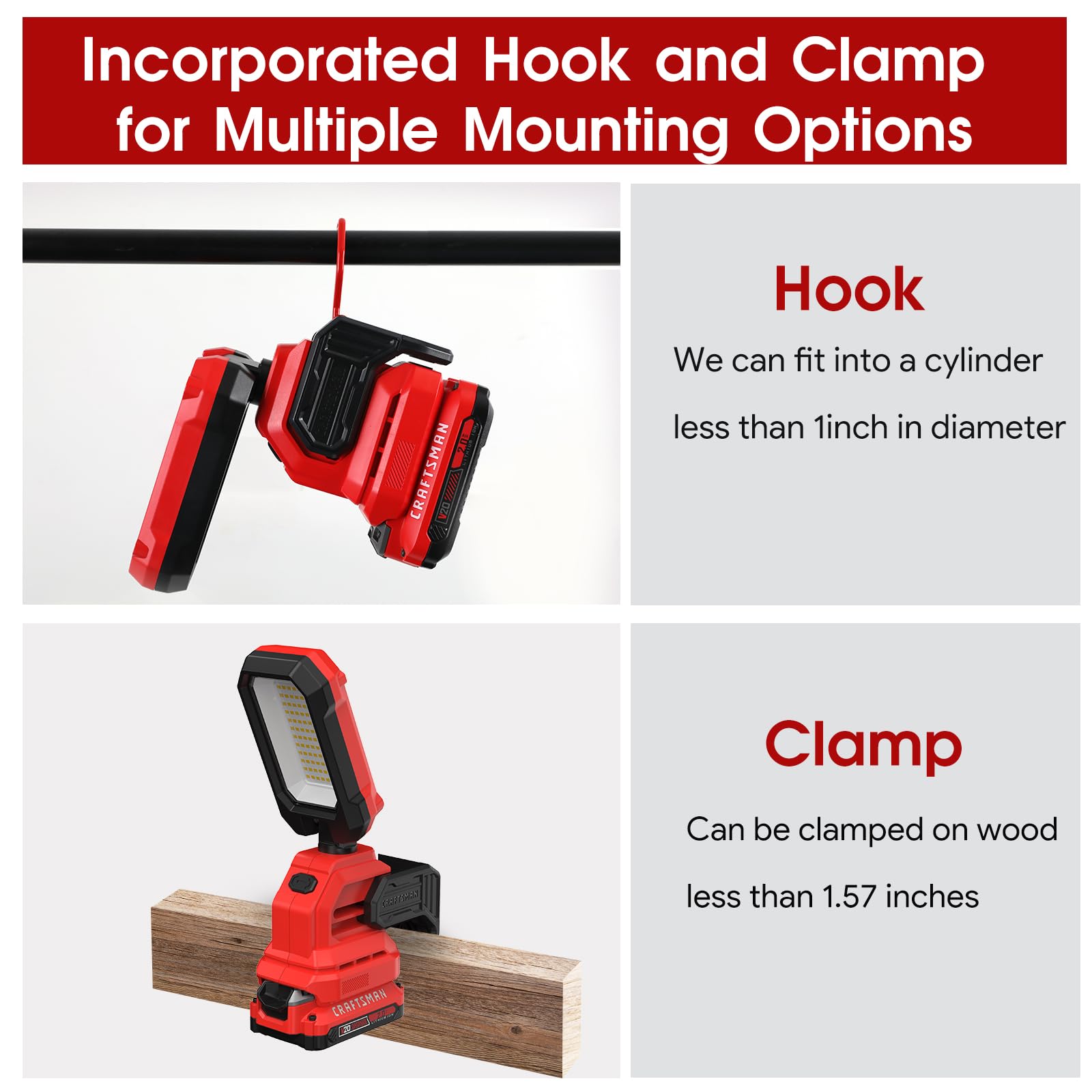 craftsman-v20-led-rechargeable-work-light-2000-1000-lumens-cordless-tool-only image 3