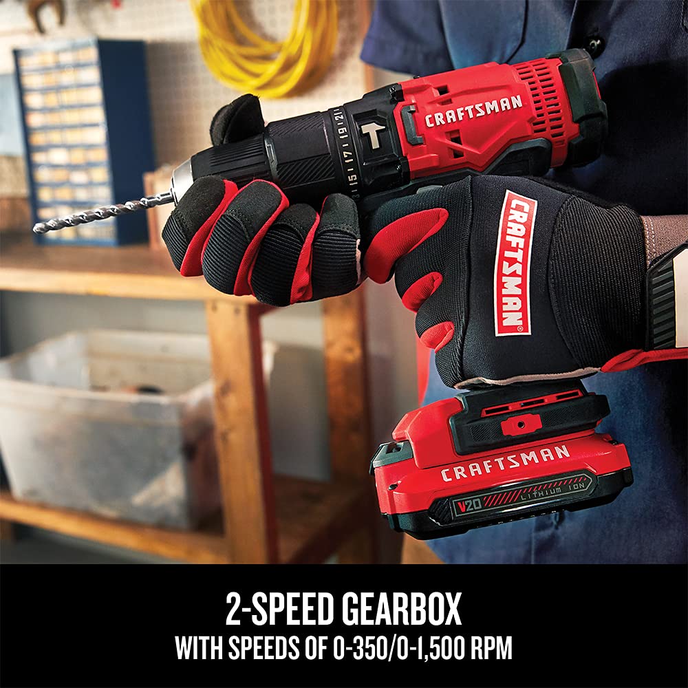 craftsman-v20-cmcd711c2-cordless-hammer-drill-kit-1-2-inch-2-batteries-and-charg image 4