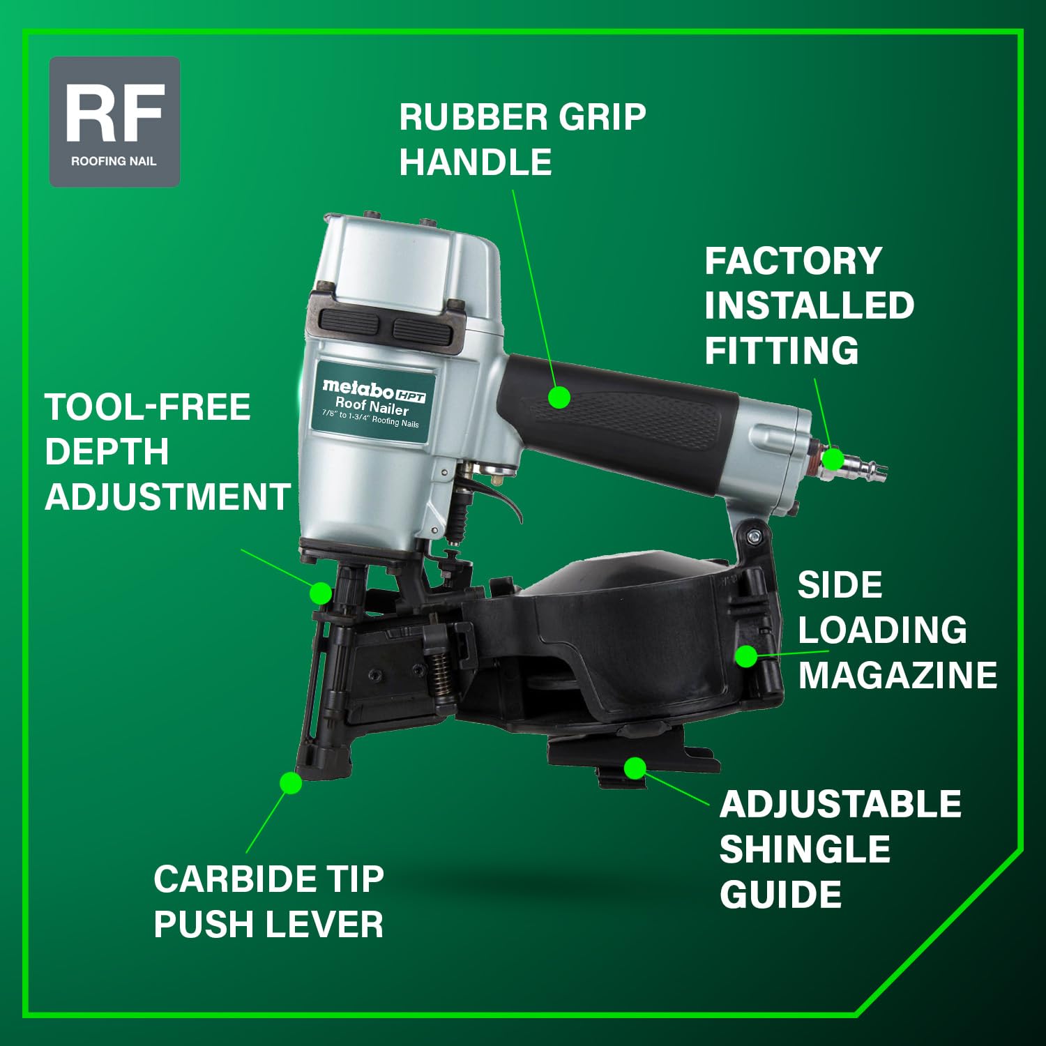 metabo-hpt-pneumatic-roofing-nailer-16-degree-asphalt-shingles-nv45ab2 image 4