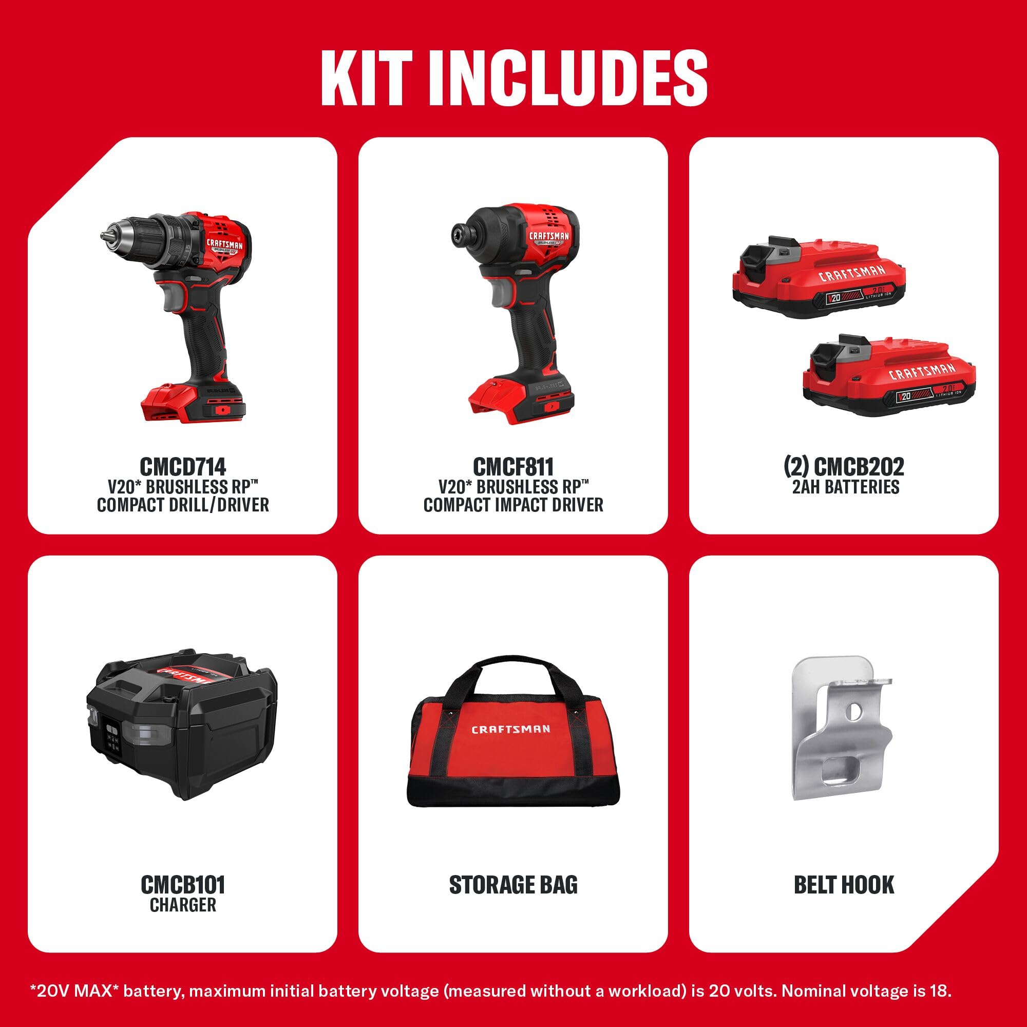 craftsman-v20-brushless-rp-compact-2-tool-combo-kit-drill-driver-impact-driver-w image 8