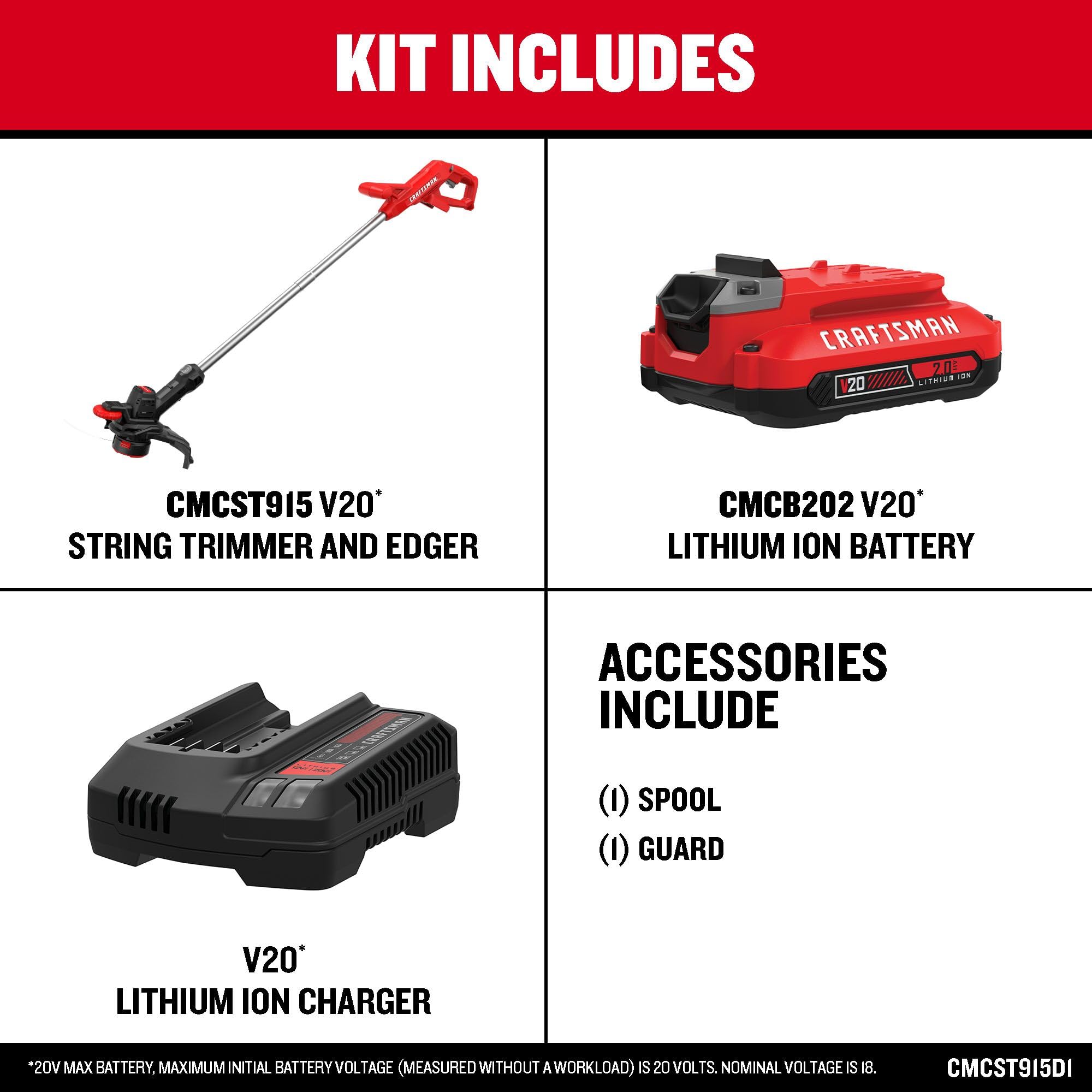 craftsman-v20-cordless-10-weedwacker-string-trimmer-and-edger-kit-cmcst915d1-wit image 7