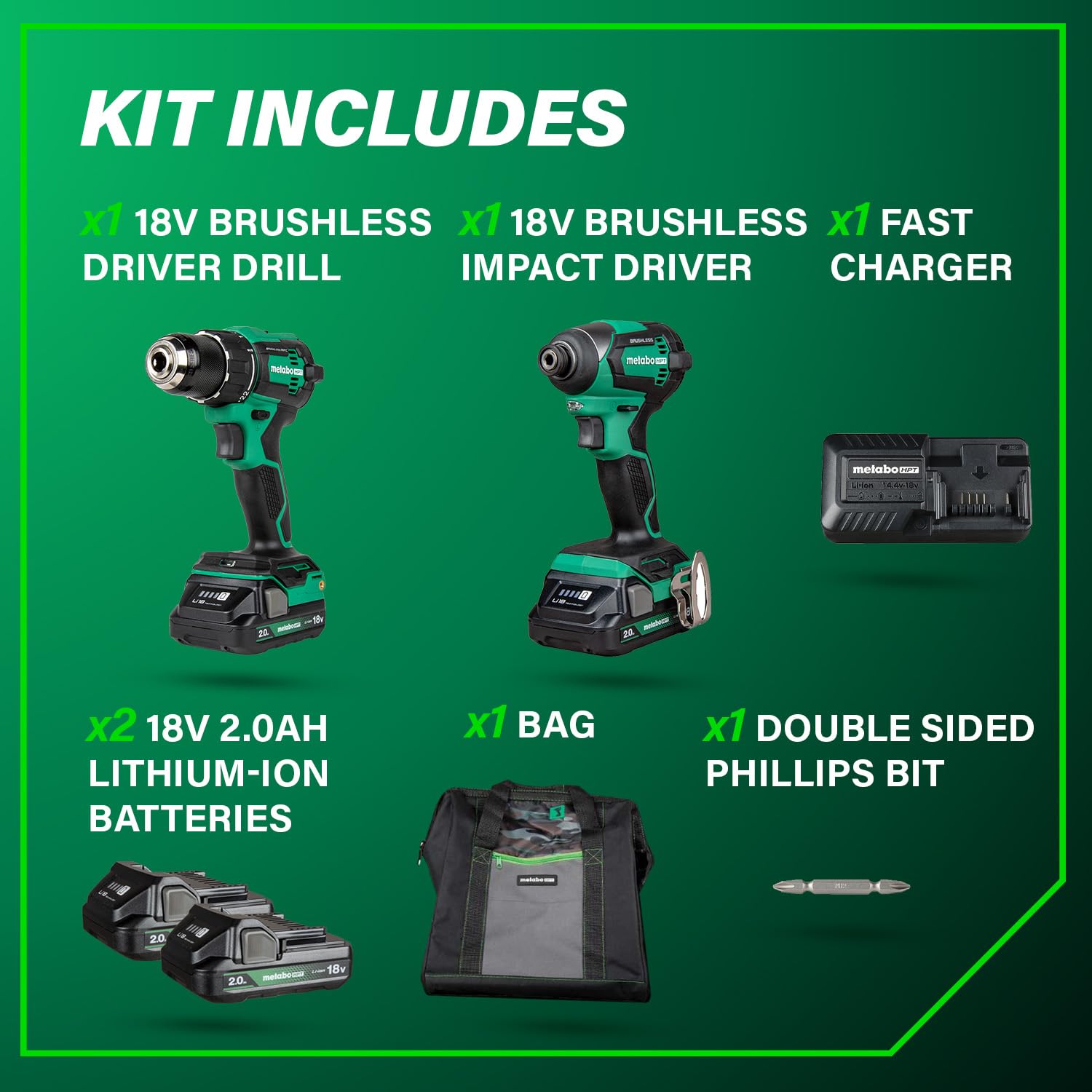 metabo-hpt-18v-brushless-drill-impact-driver-combo-kit-kc18dexqb-with-2-2-0ah-ba image 5