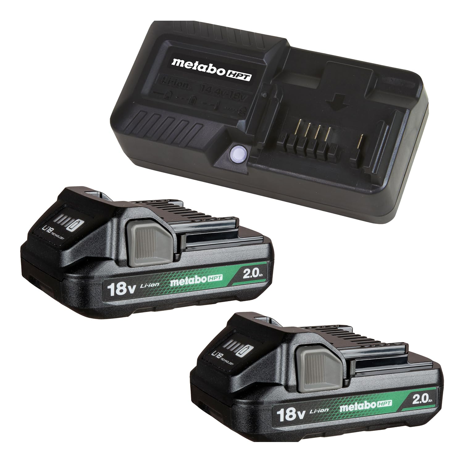 metabo-hpt-18v-battery-charger-kit-with-two-2-0ah-batteries-and-uc18yksls-charge image 1