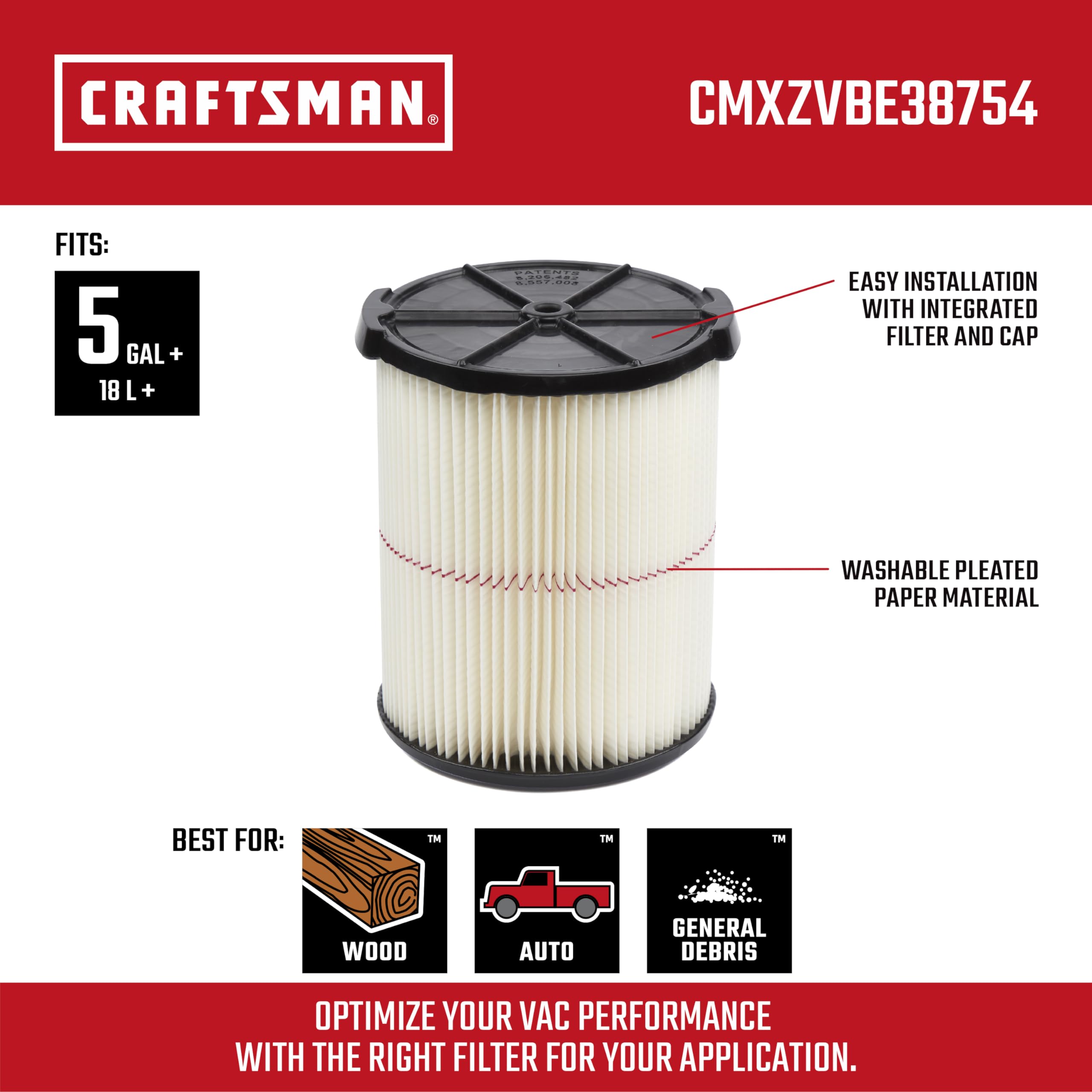 craftsman-cmxzvbe38754-genuine-5-20-gal-general-purpose-wet-dry-vac-filter image 2