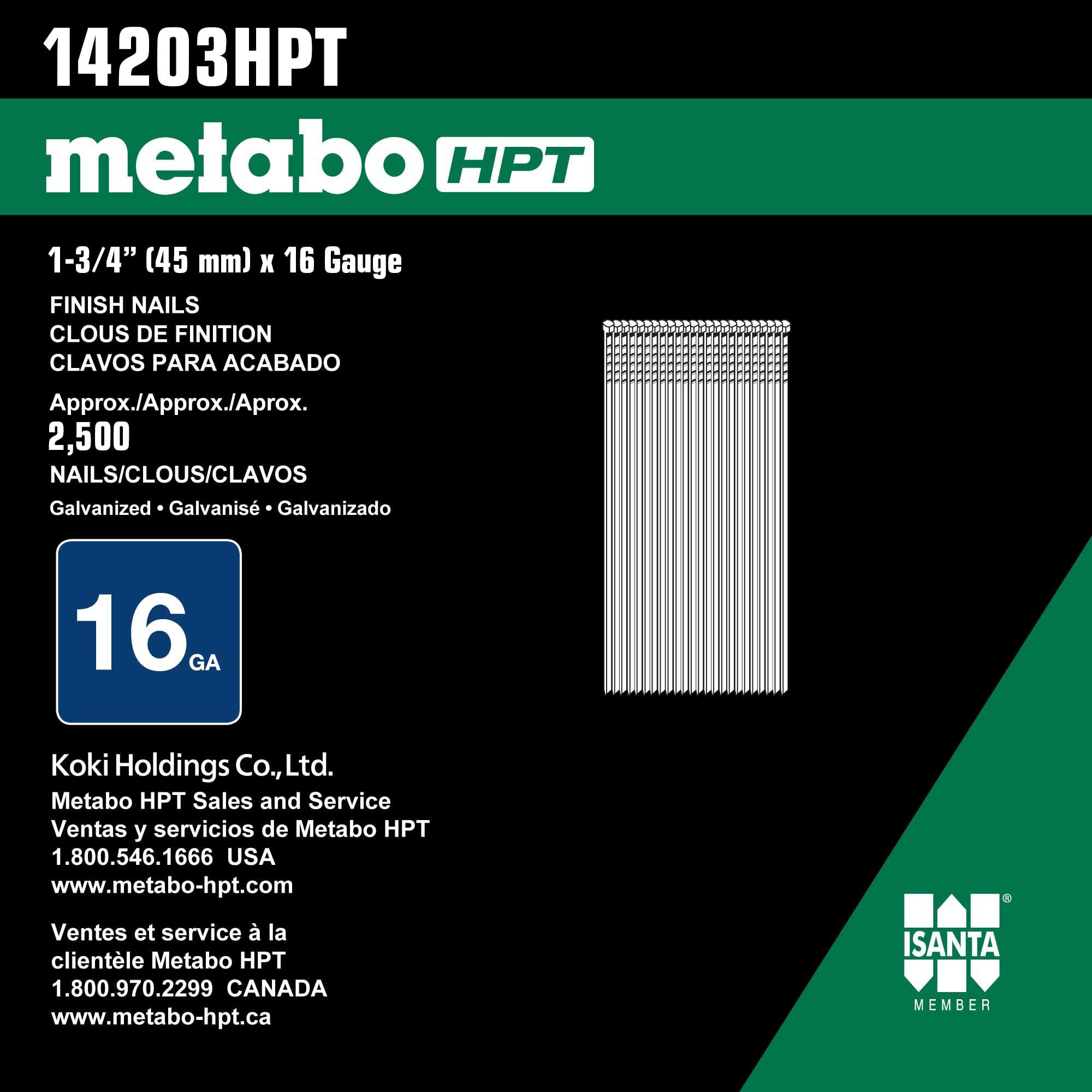 metabo-hpt-16-gauge-finish-nails-1-3-4-x-16-ga-electro-galvanized-2500-count-142 image 2