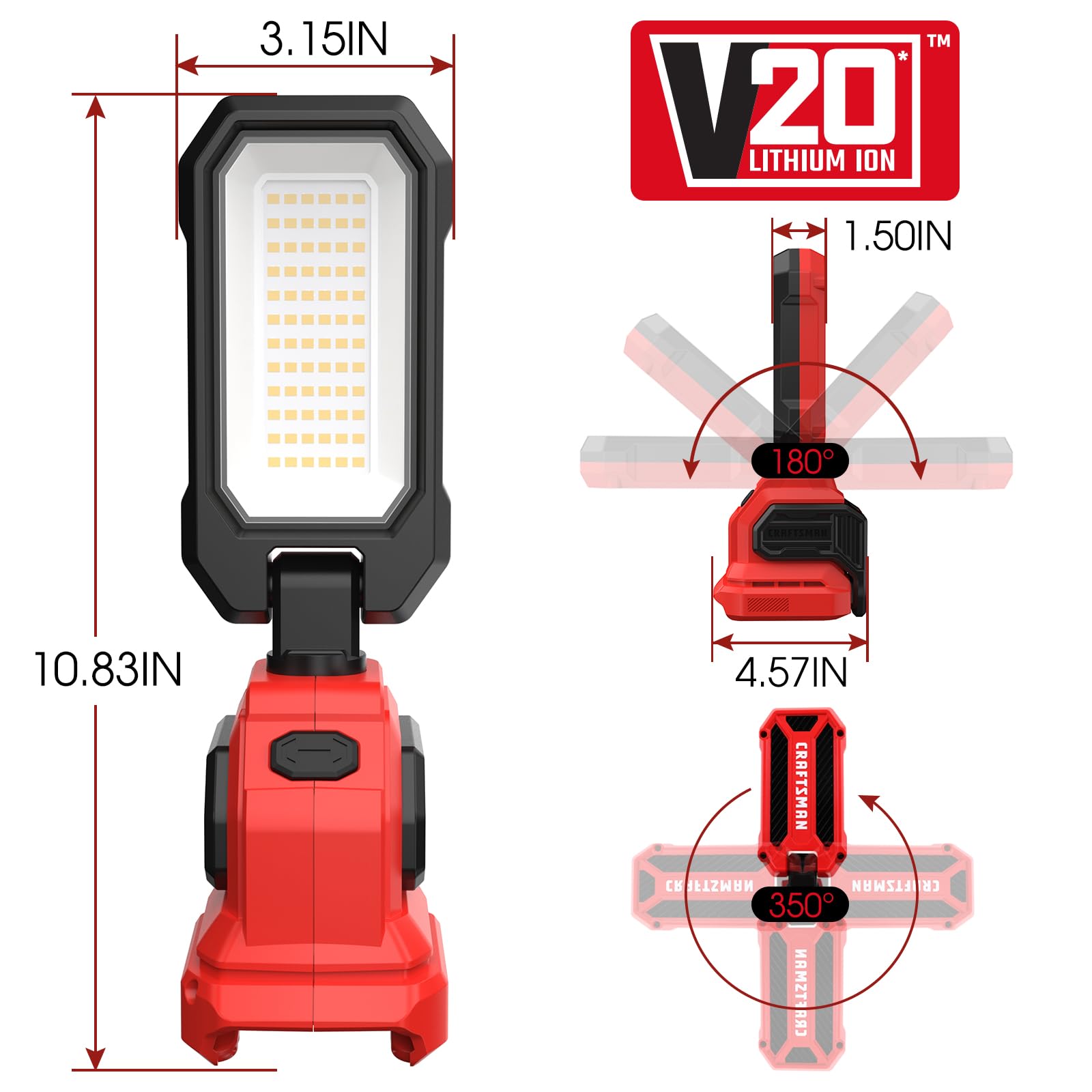 craftsman-v20-led-rechargeable-work-light-2000-1000-lumens-cordless-tool-only image 2