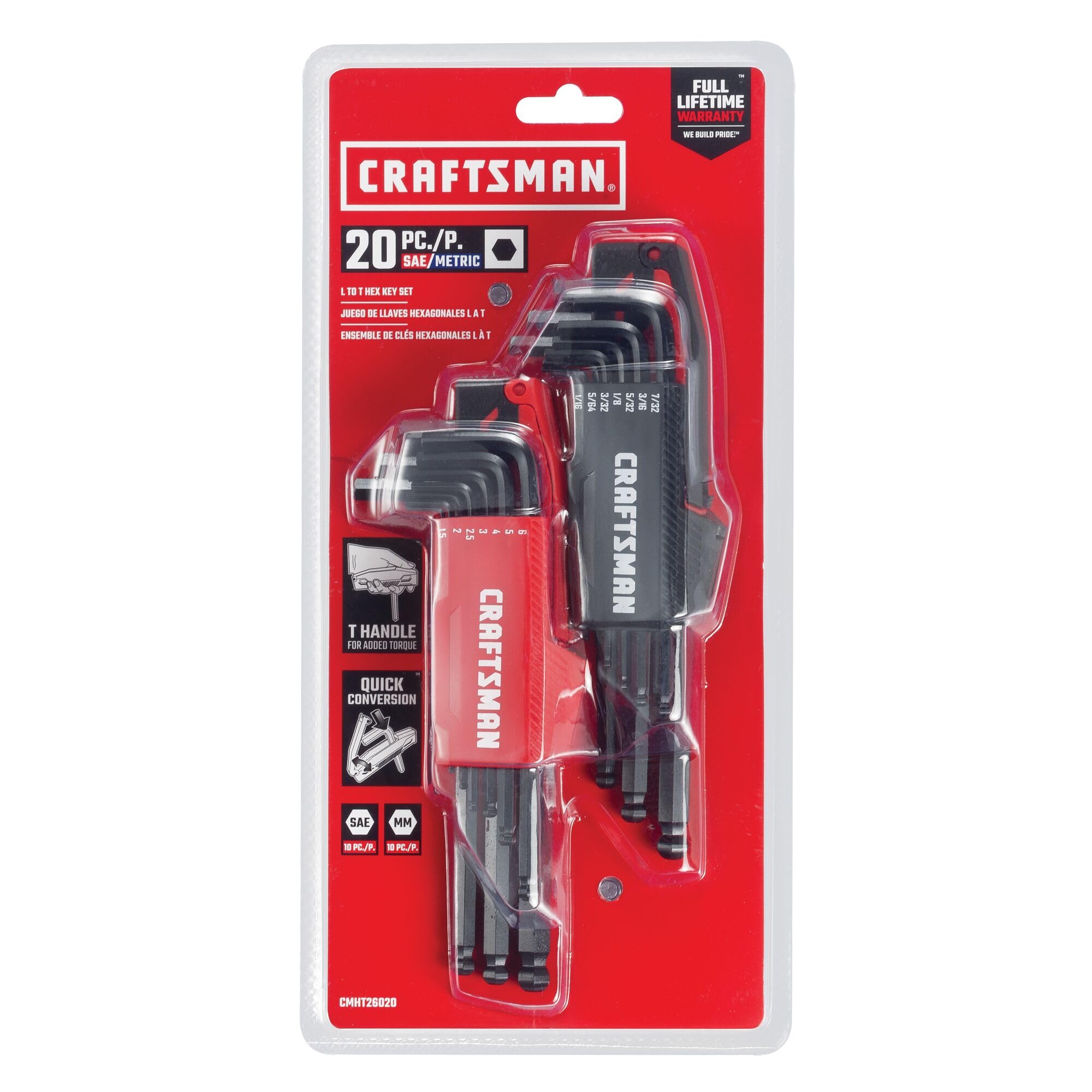 craftsman-hex-key-allen-wrench-set-with-ball-end-sae-mm-20-piece-cmht26020 image 8