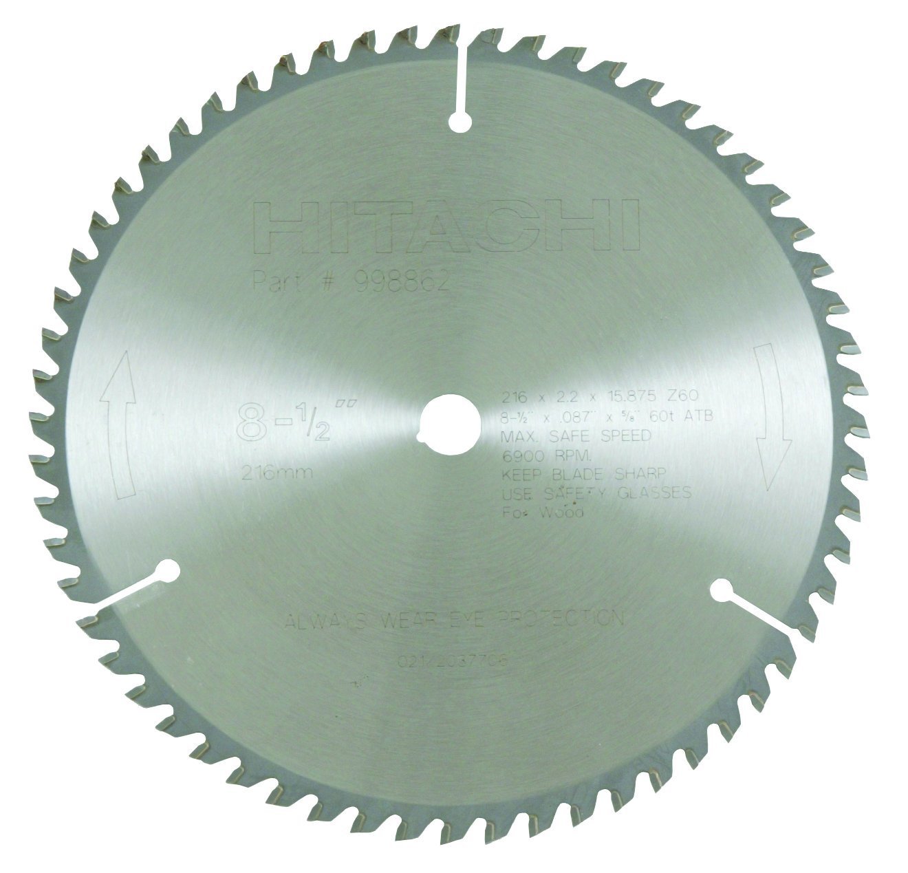 metabo-hpt-998862m-60-teeth-tungsten-carbide-tipped-8-1-2-atb-5-8-arbor-finish-s image 1