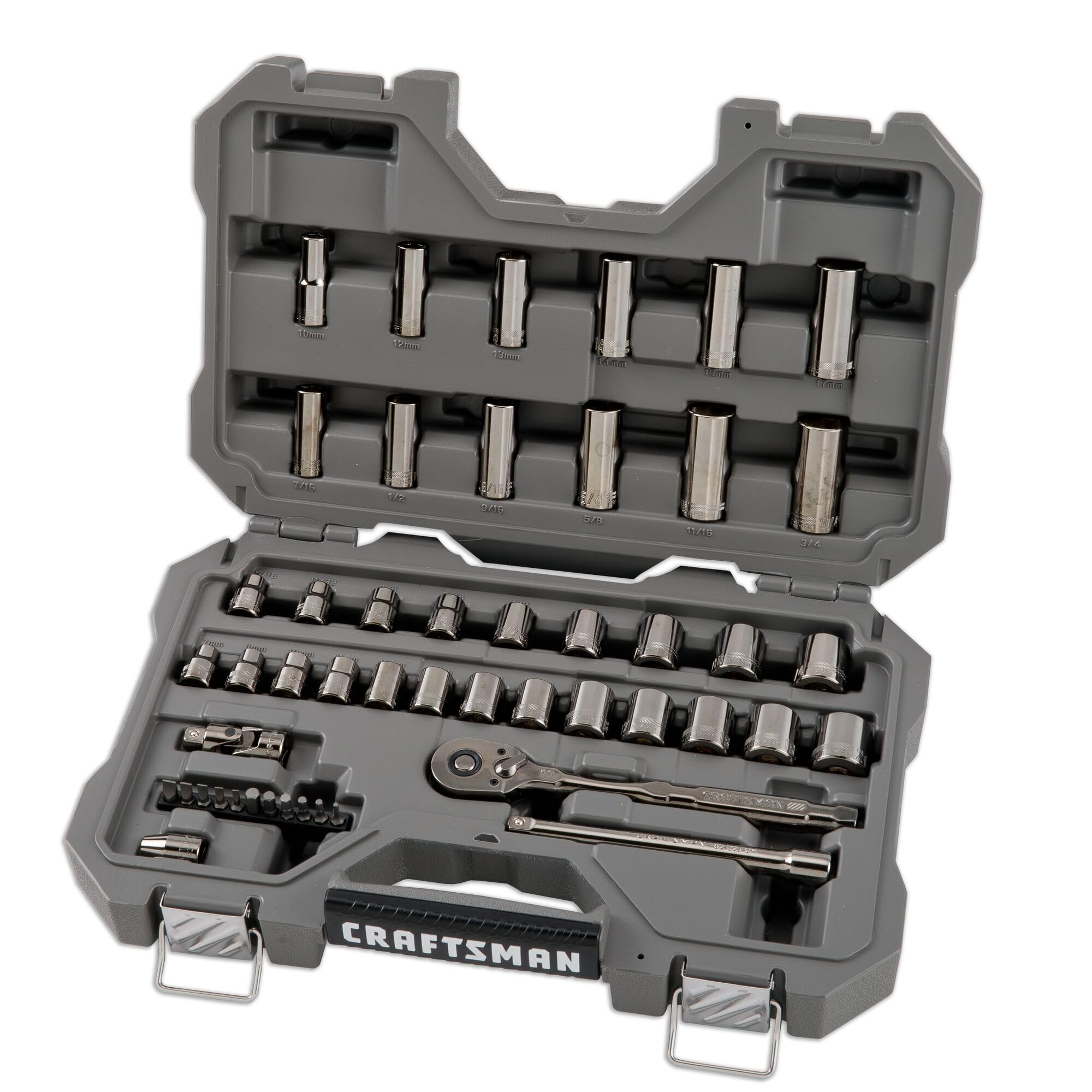 craftsman-overdrive-49-piece-gunmetal-chrome-mechanics-tool-set-sae-metric-socke image 1
