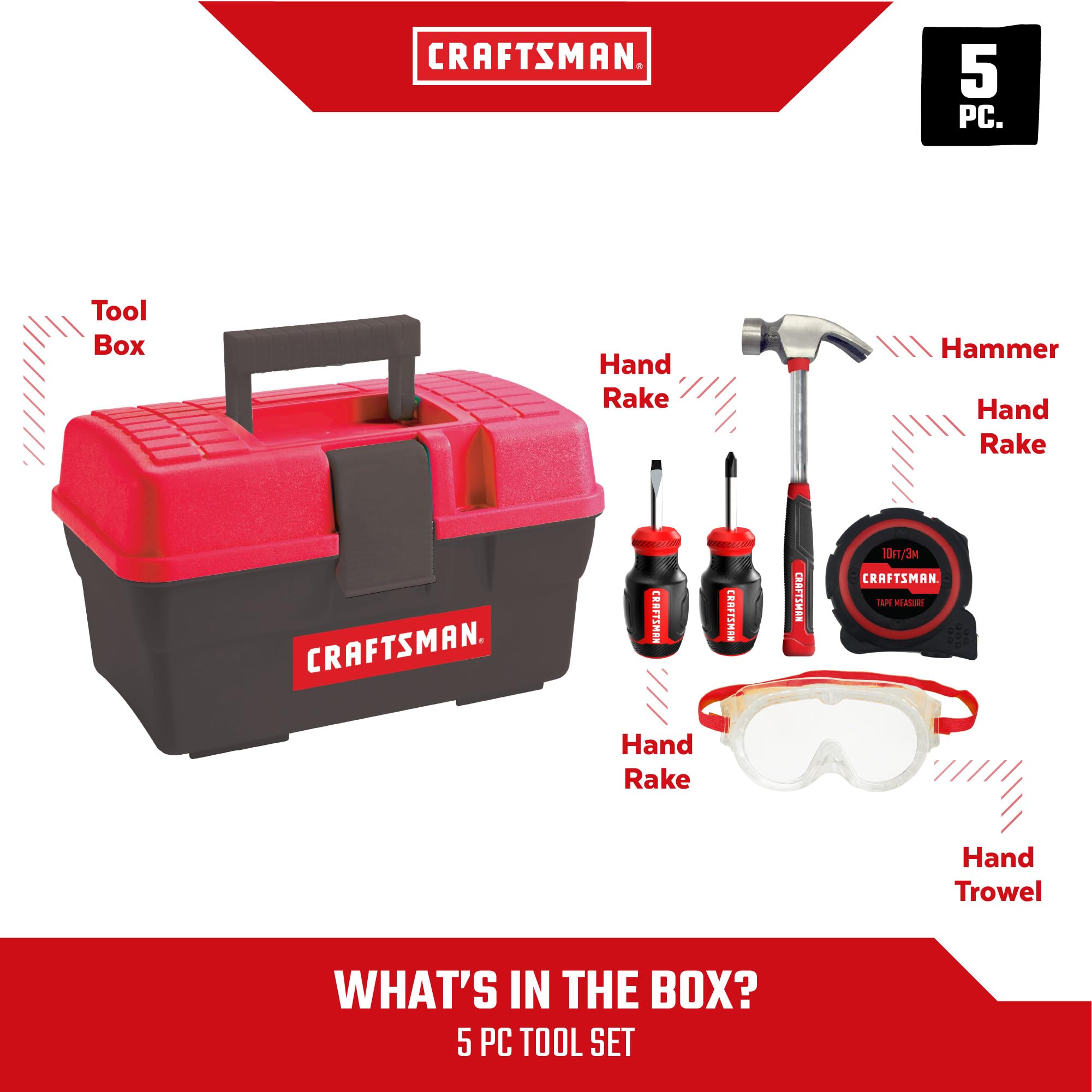 craftsman-5-piece-kid-sized-tool-set-with-toolbox image 2