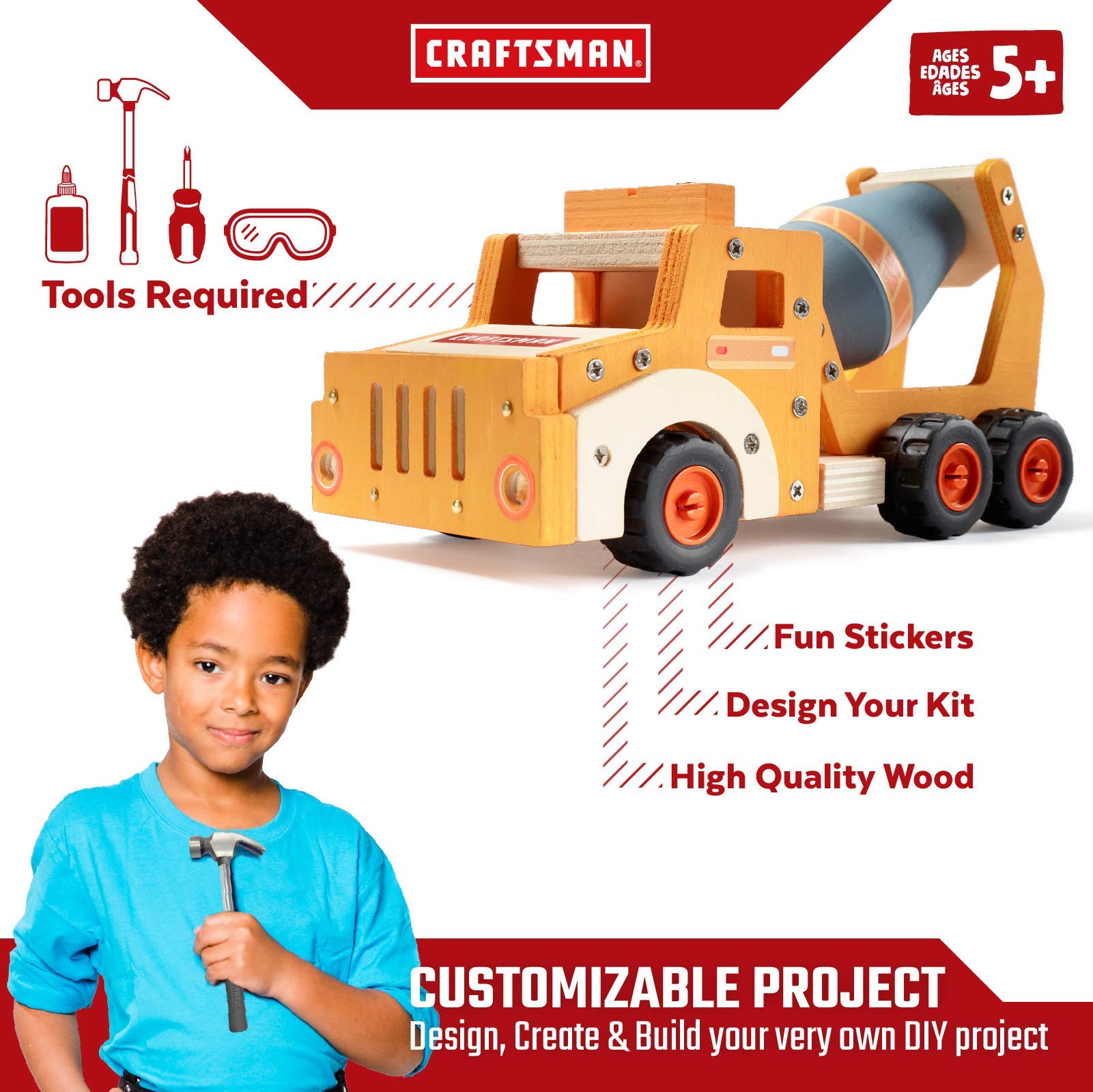 craftsman-wooden-diy-cement-mixer-truck-kit-for-kids image 5