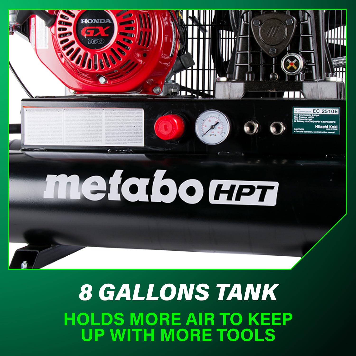 metabo-hpt-ec2510e-gas-powered-wheeled-air-compressor-8-gallon-honda-gx-engine-c image 6