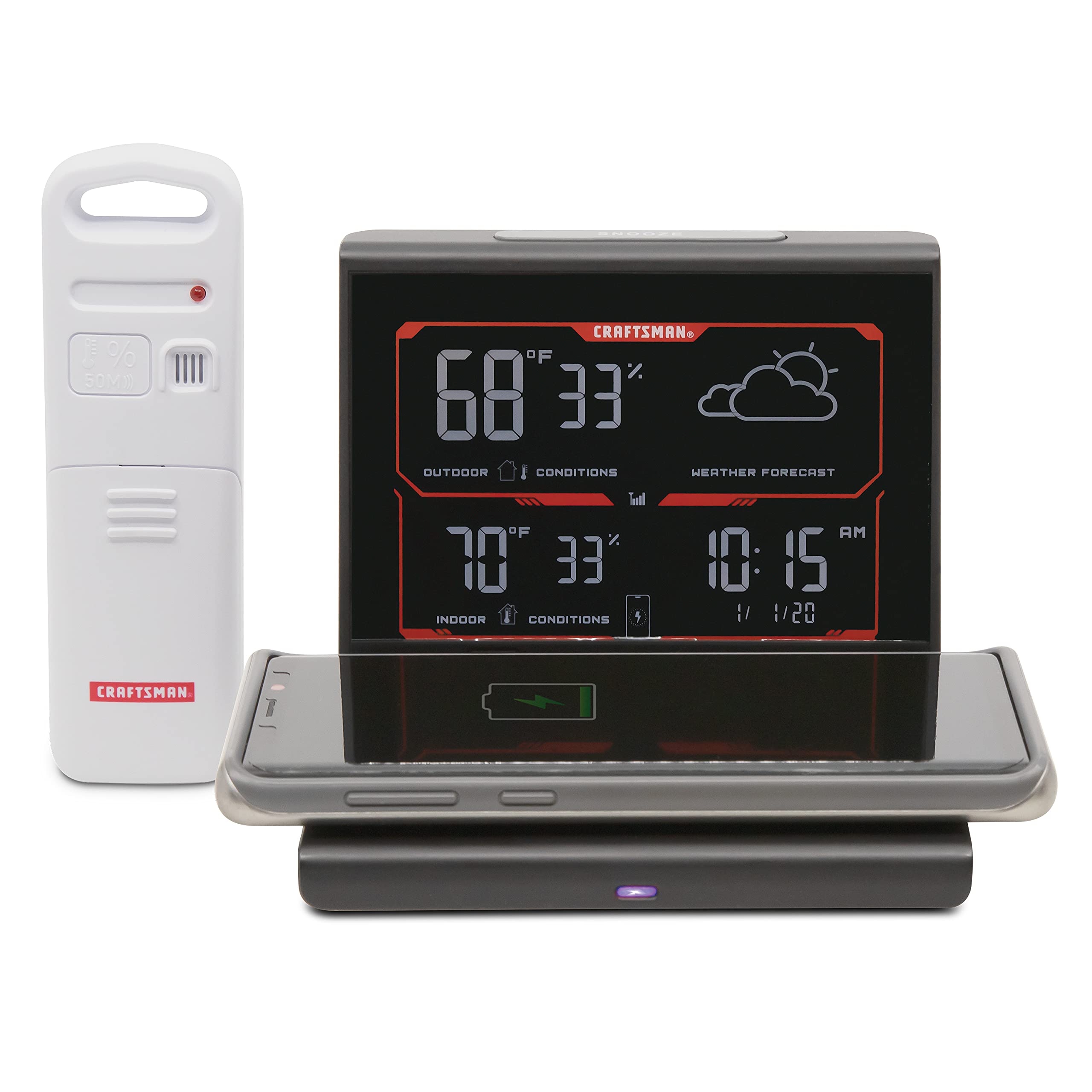 craftsman-weather-forecaster-with-wireless-charging-alarm-clock-and-indoor-outdo image 1