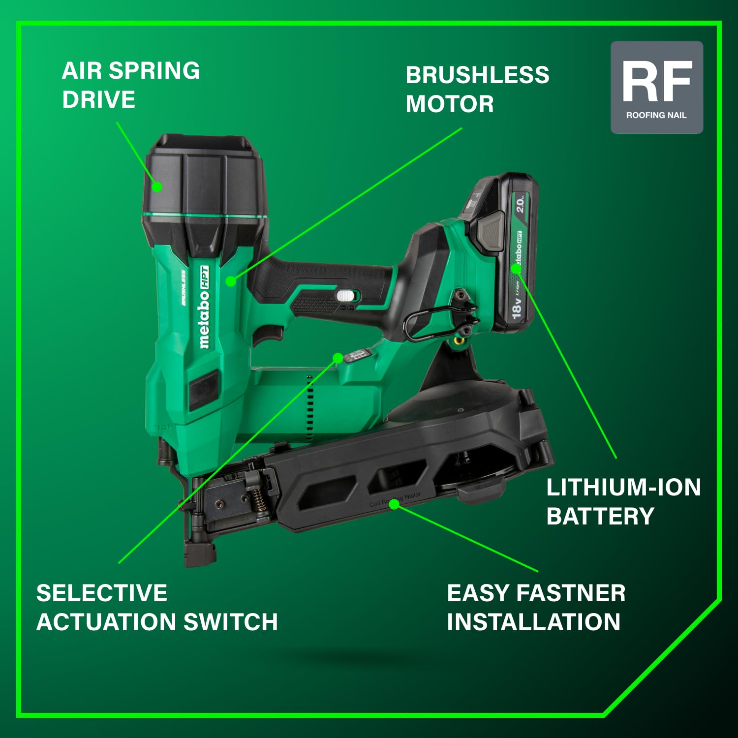 metabo-hpt-18v-multivolt-brushless-cordless-coil-roofing-nailer-nv1845da-with-2- image 4