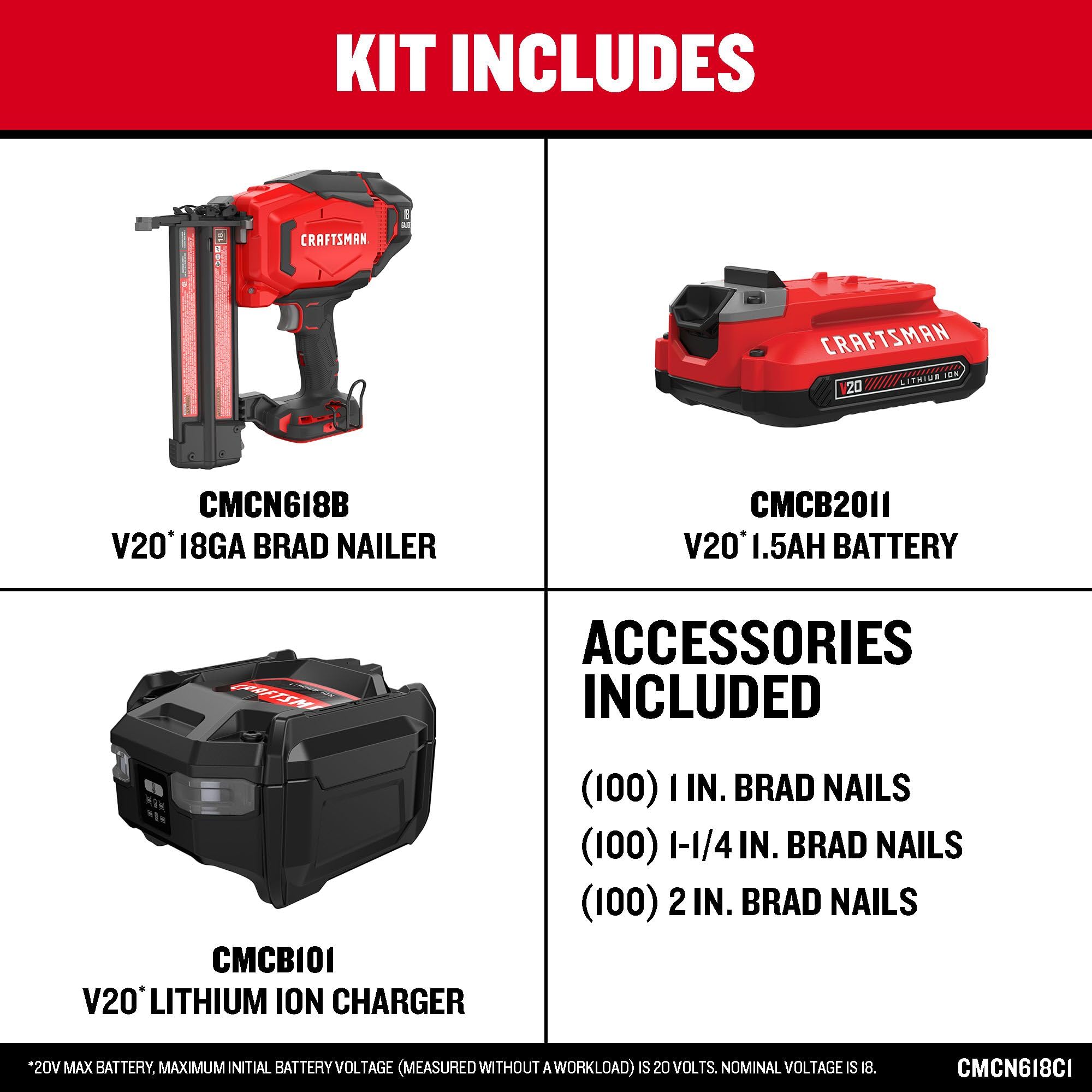 craftsman-v20-cmcn618c1-18-gauge-cordless-brad-nailer-kit-with-battery image 2