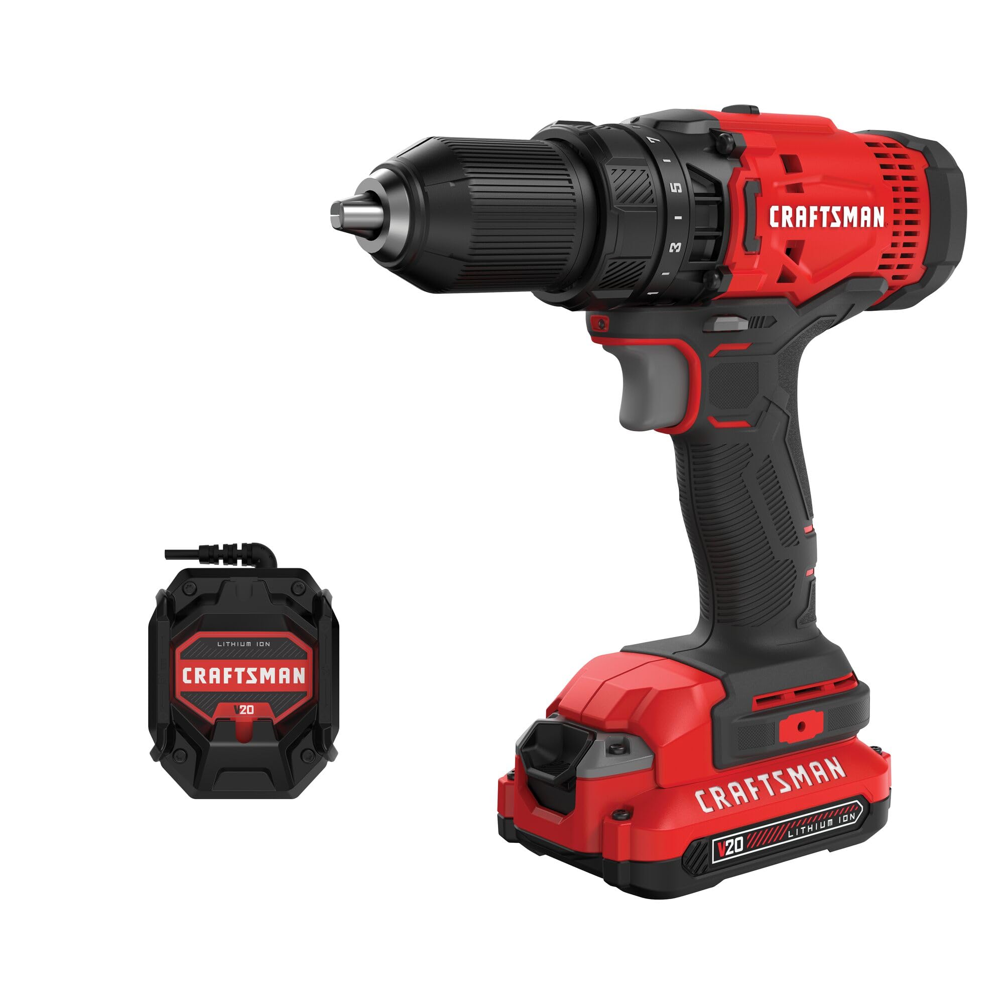 craftsman-v20-cordless-drill-driver-kit-1-2-inch-battery-and-charger-included-cm image 1