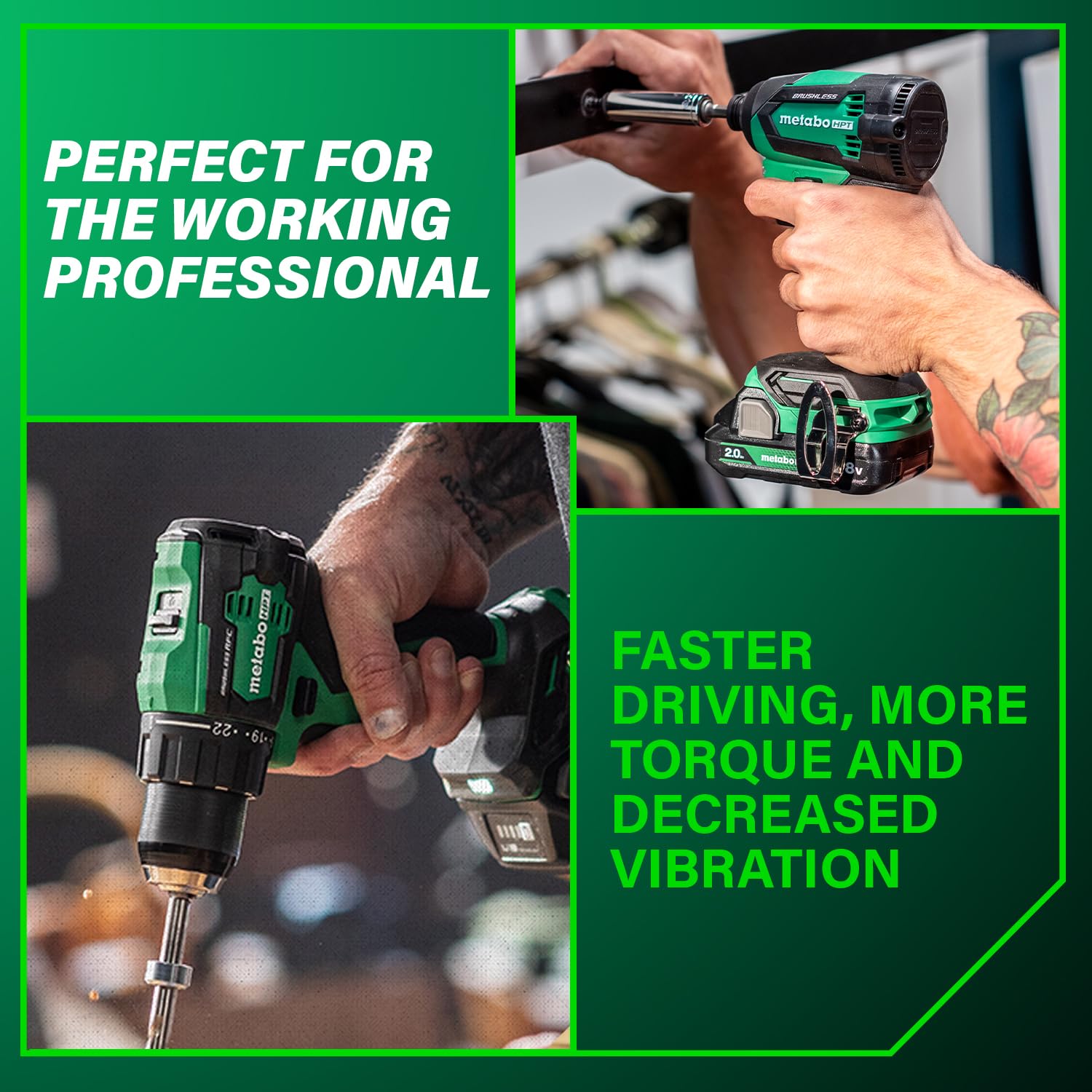 metabo-hpt-18v-brushless-drill-impact-driver-combo-kit-kc18dexqb-with-2-2-0ah-ba image 2