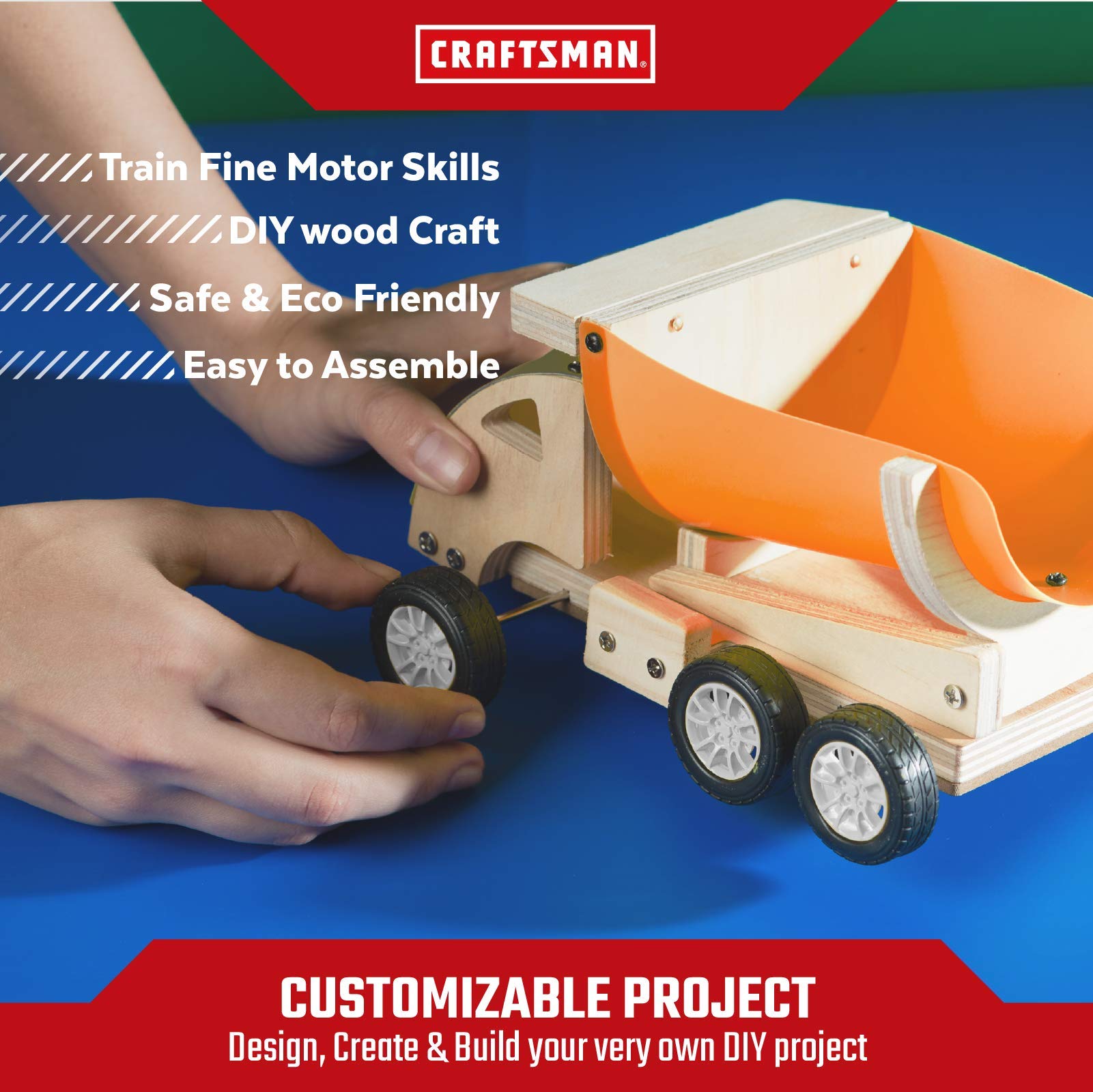 craftsman-dump-truck-kit-wooden-building-set-for-kids-4-paints-and-decals-includ image 7