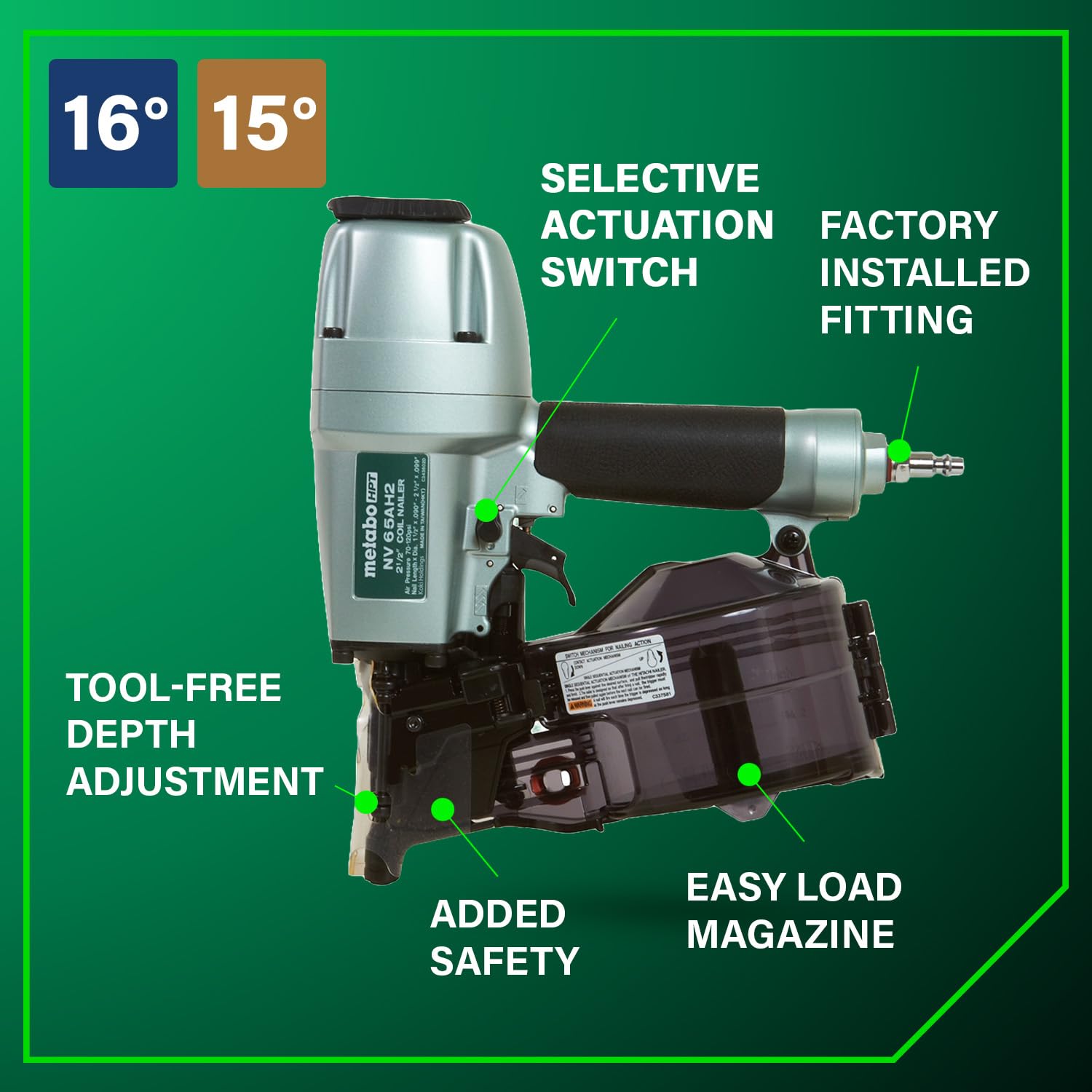 metabo-hpt-nv65ah2-coil-siding-nailer-15-16-pneumatic-siding-nailer-for-sheathin image 4