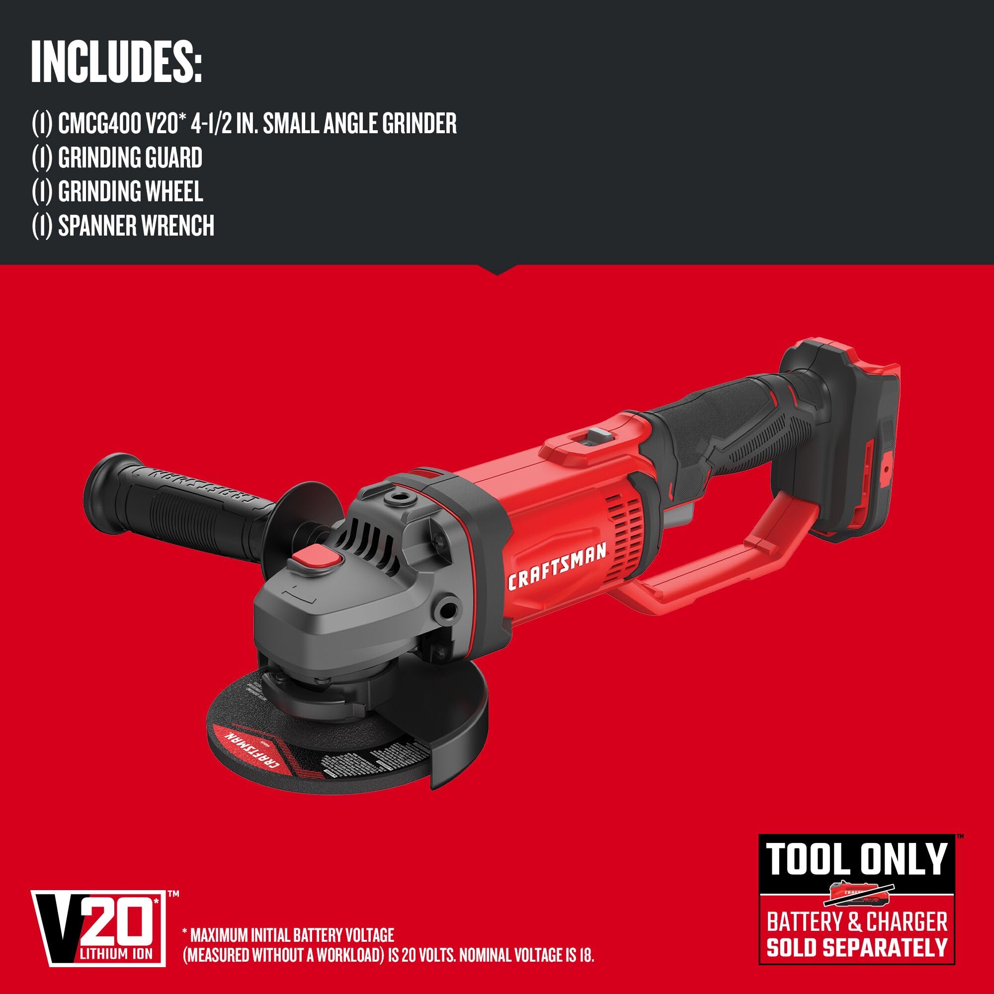craftsman-v20-cmcg400b-4-1-2-inch-cordless-angle-grinder-tool-only image 2
