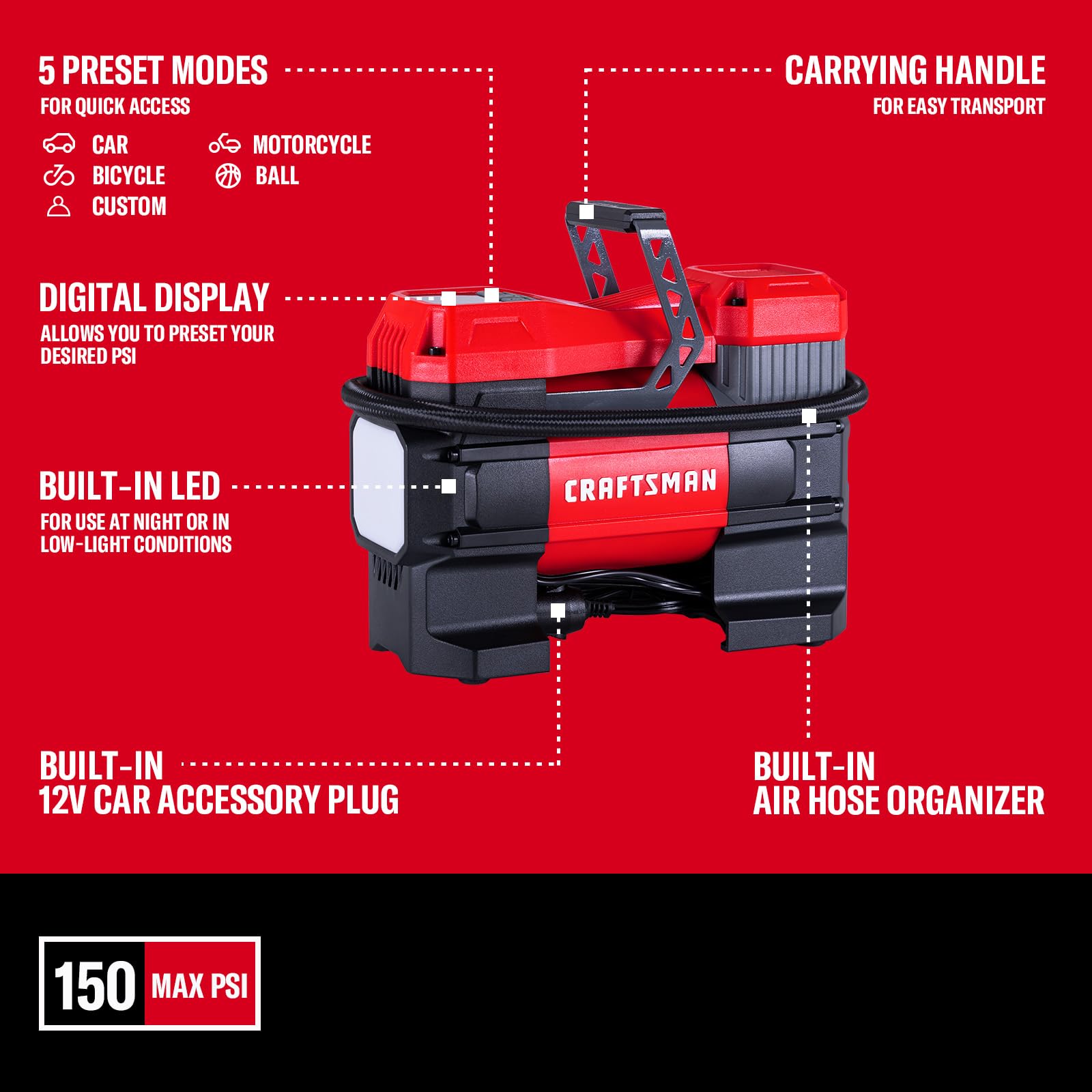 craftsman-portable-12v-tire-inflator-with-digital-gauge-and-auto-shut-off-150-ps image 7
