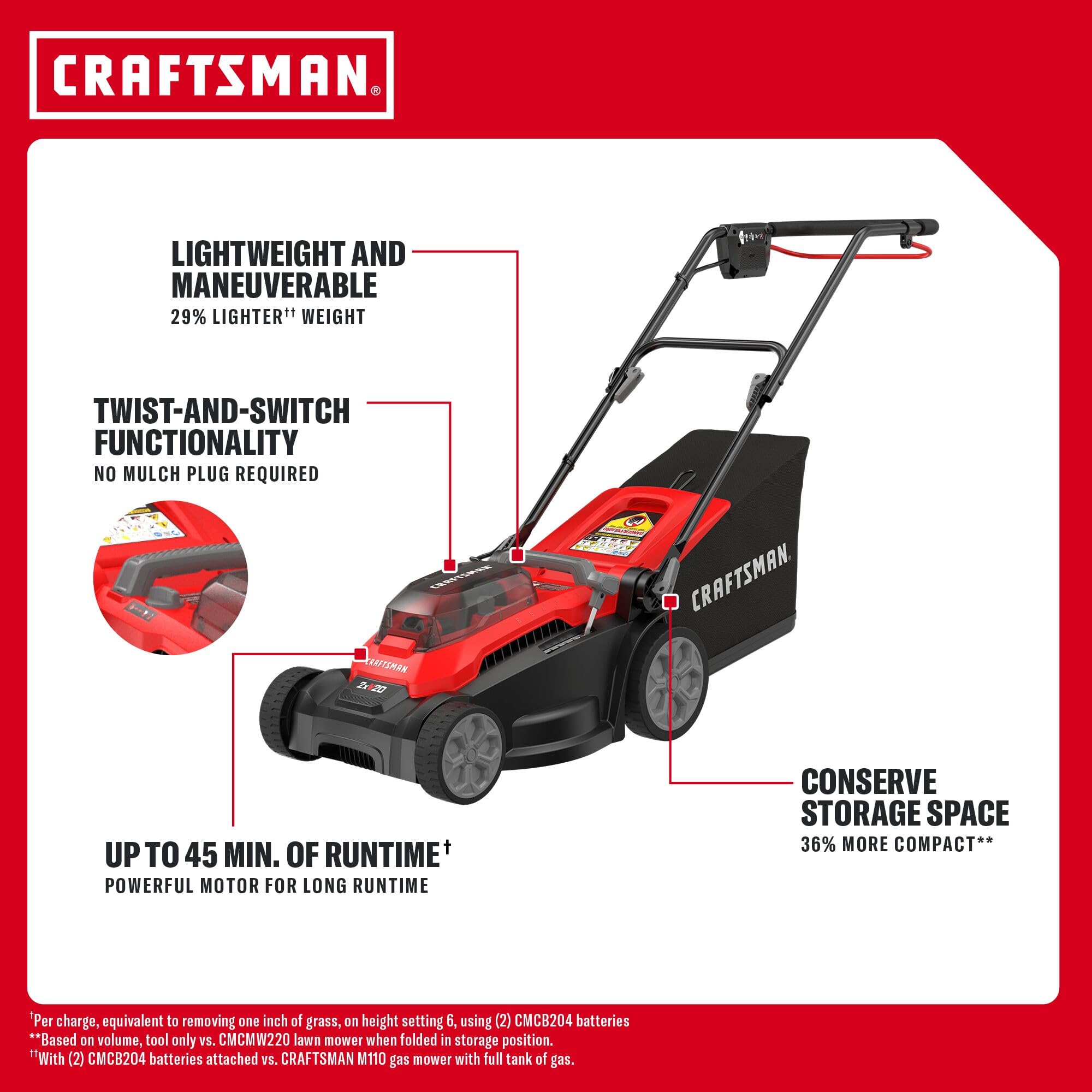 craftsman-cmcmwp120m2-15-inch-cordless-push-mower-with-2-v20-batteries-and-charg image 7