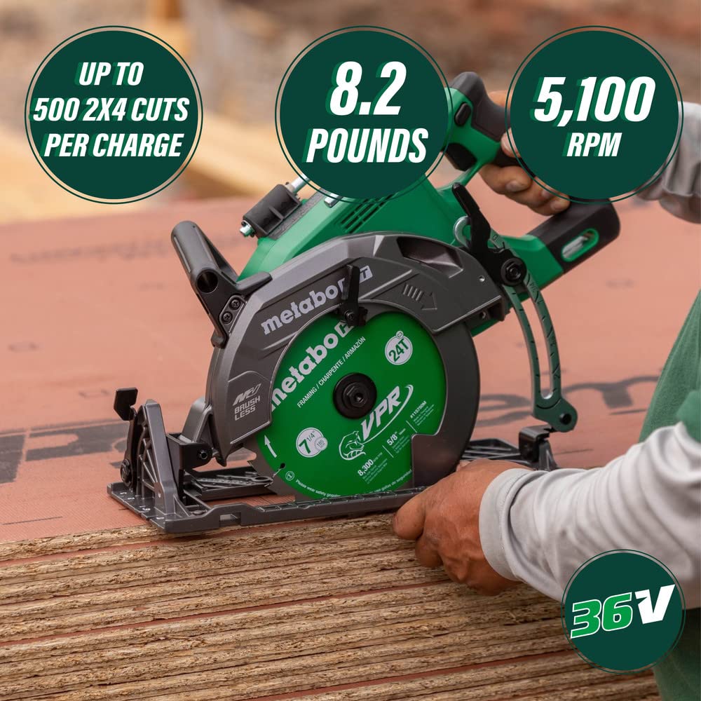 metabo-hpt-36v-multivolt-7-1-4-inch-rear-handle-circular-saw-tool-only-c3607dwaq image 2
