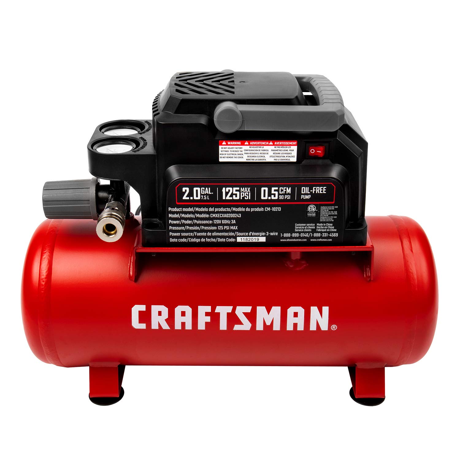 craftsman-2-gallon-portable-air-compressor-1-3-hp-oil-free-125-psi-hot-dog-cmxec image 7