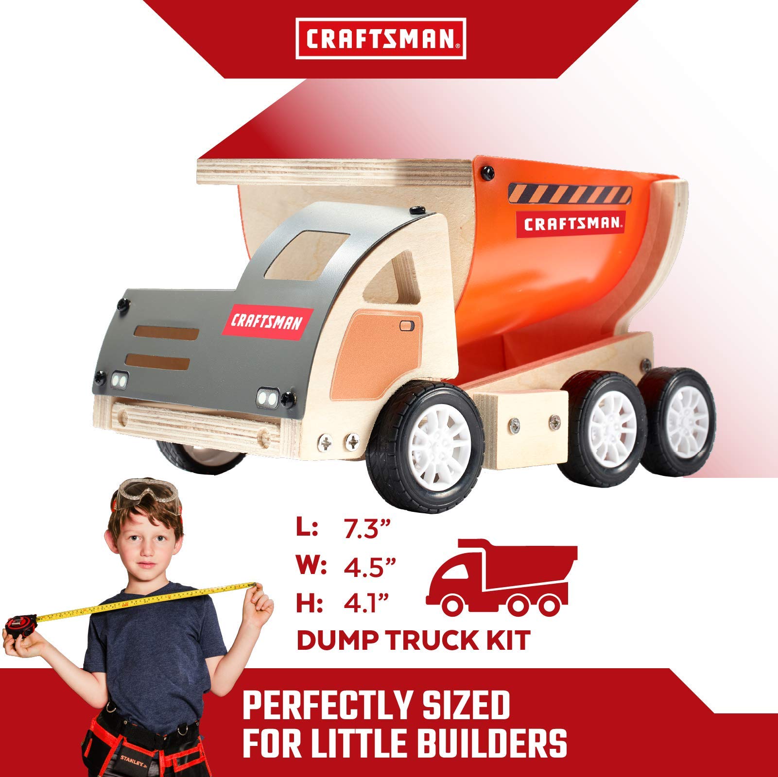 craftsman-dump-truck-kit-wooden-building-set-for-kids-4-paints-and-decals-includ image 2