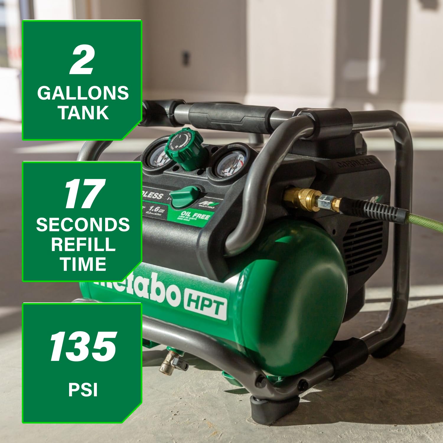 metabo-hpt-36v-multivolt-2-gallon-cordless-air-compressor-ec36daq4-tool-body-onl image 3