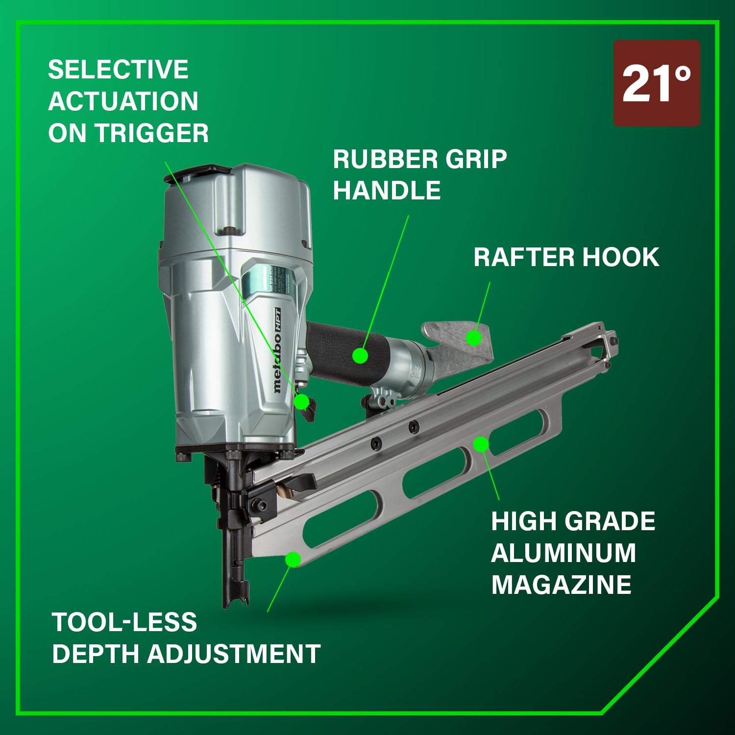 metabo-hpt-nr83a5-s1-3-1-4-21-pneumatic-framing-nailer-with-high-grade-aluminum- image 4