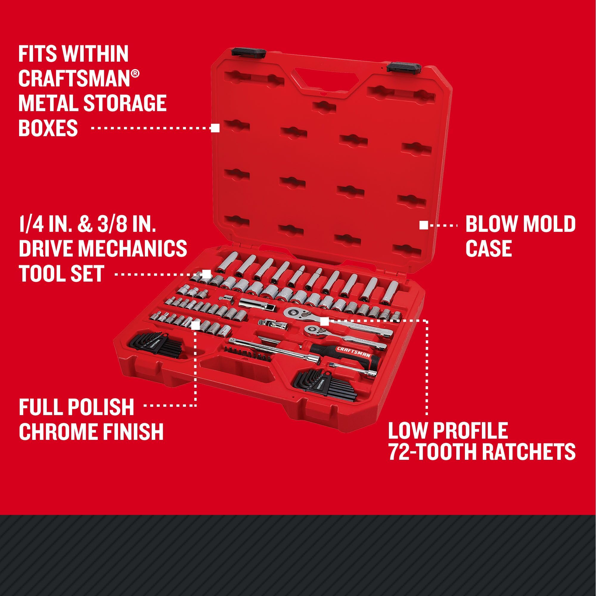 craftsman-mechanics-tool-set-83-piece-hand-tool-and-socket-set-sae-metric-cmmt12 image 2