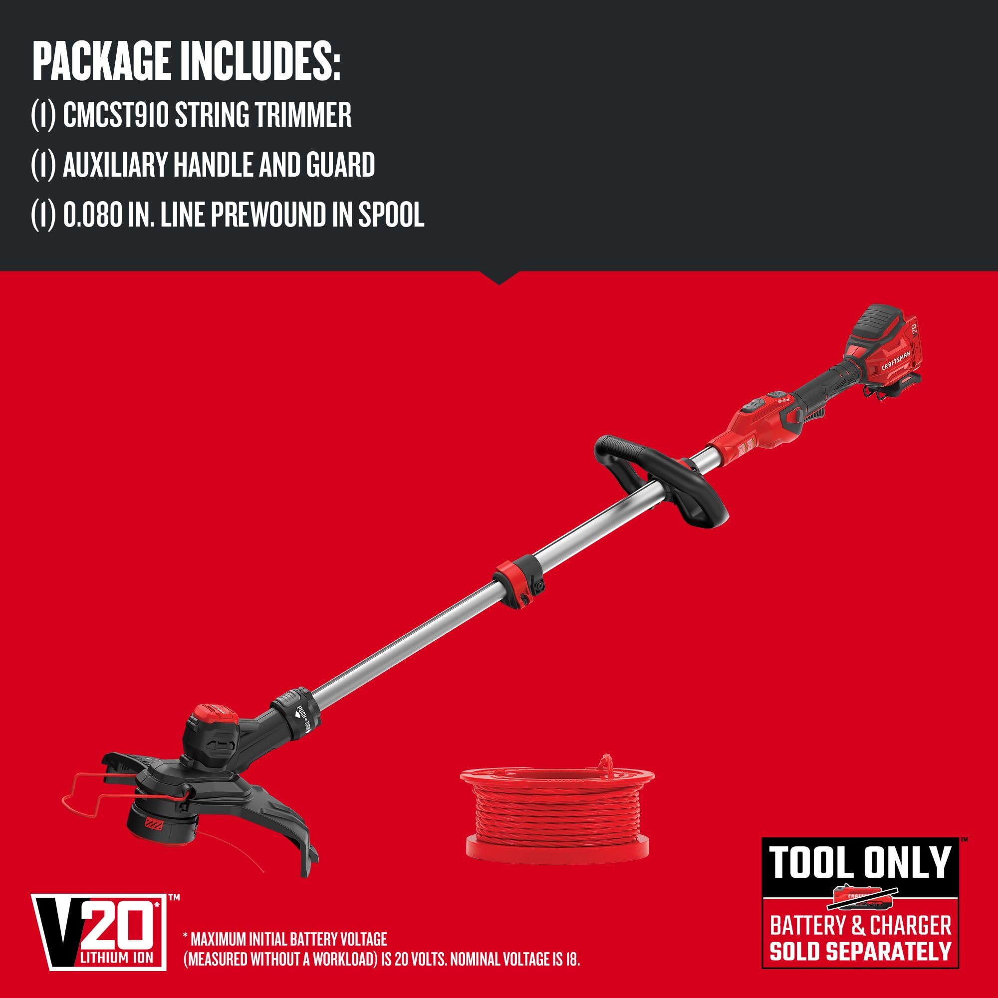 craftsman-v20-13-in-cordless-string-trimmer-edger-cmcst910b-tool-only image 3